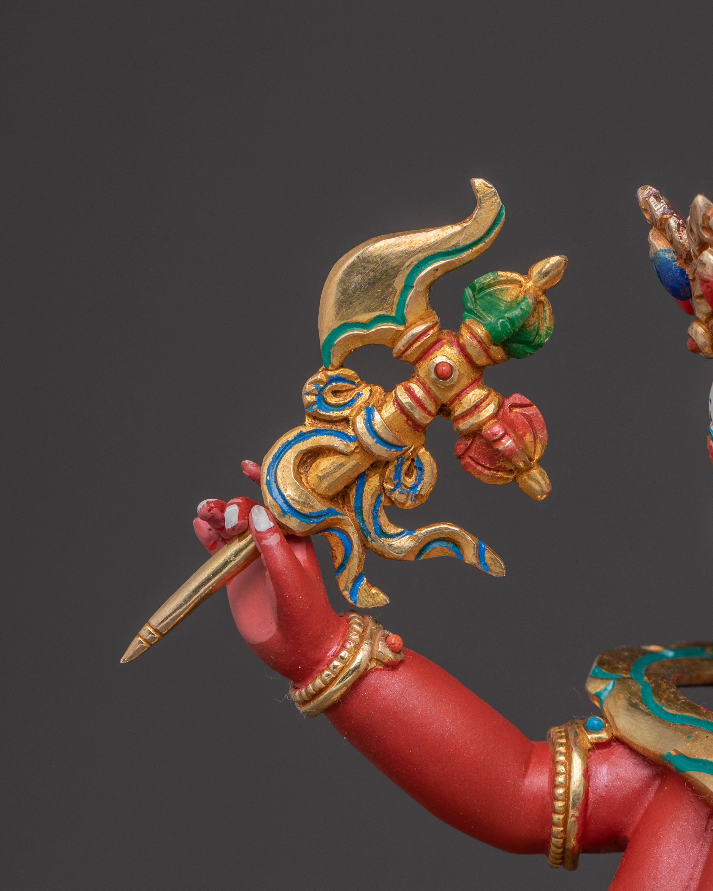 Red Dzambhala Spiritual Statue: Himalayan Handcrafted Artwork