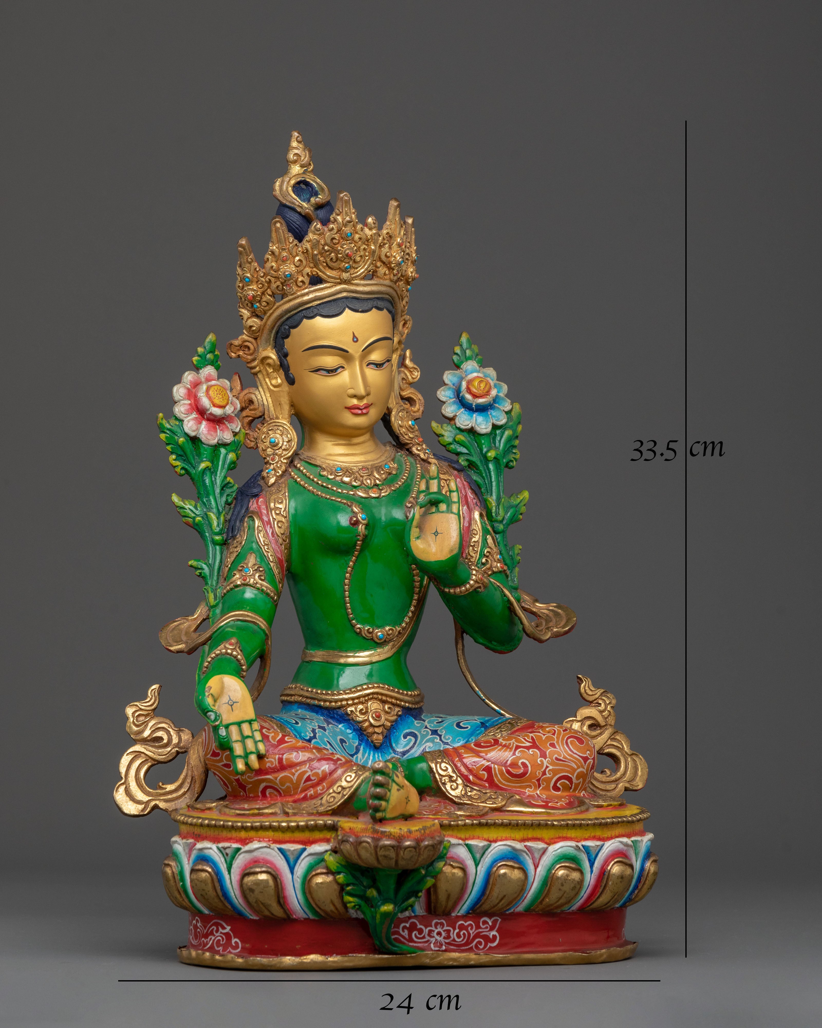 Green Tara: Hand-Gilded Meditation Statue | Home Decor