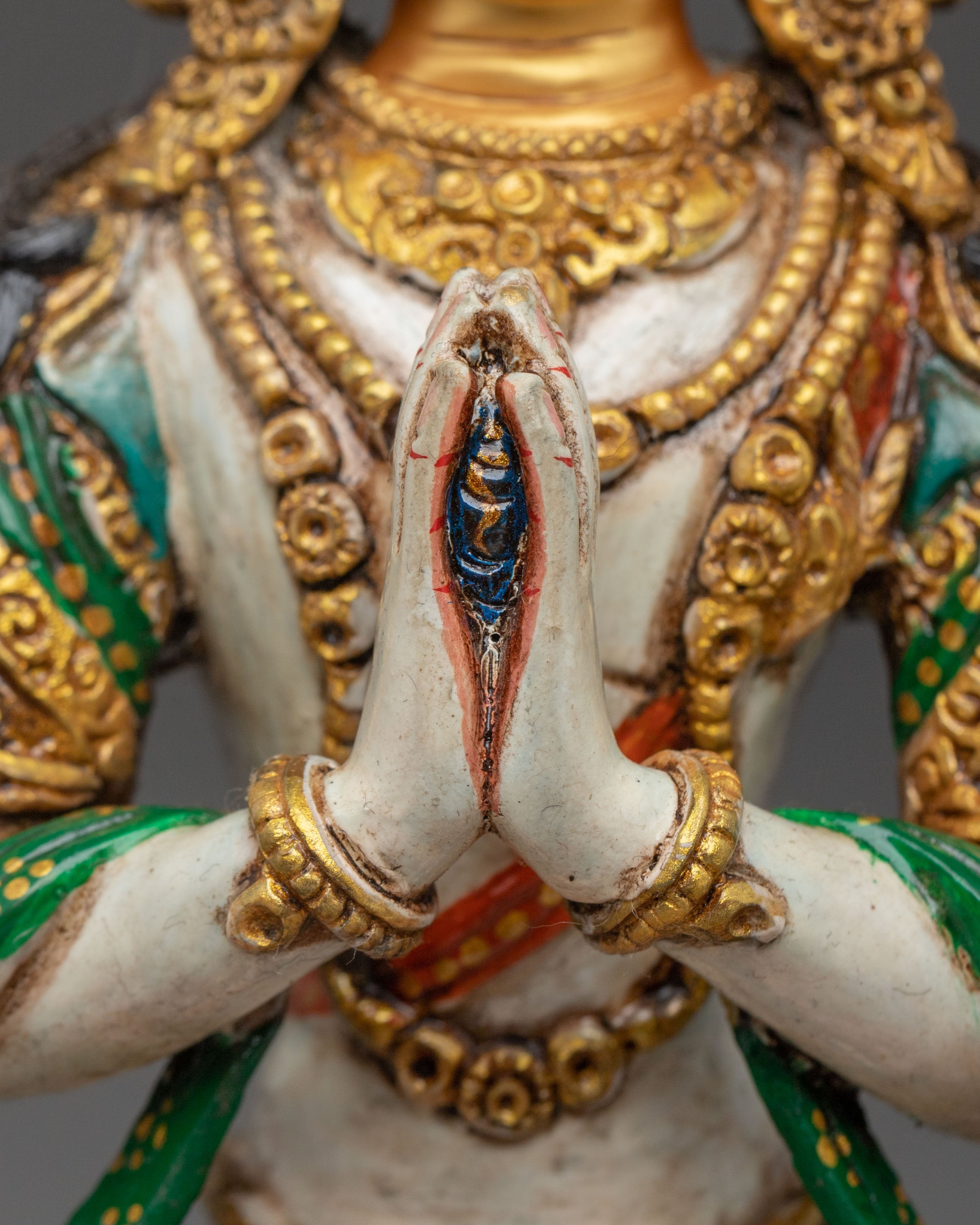 Chenrezig Sculpture | 24K Gold Plated Bodhisattva Figurine