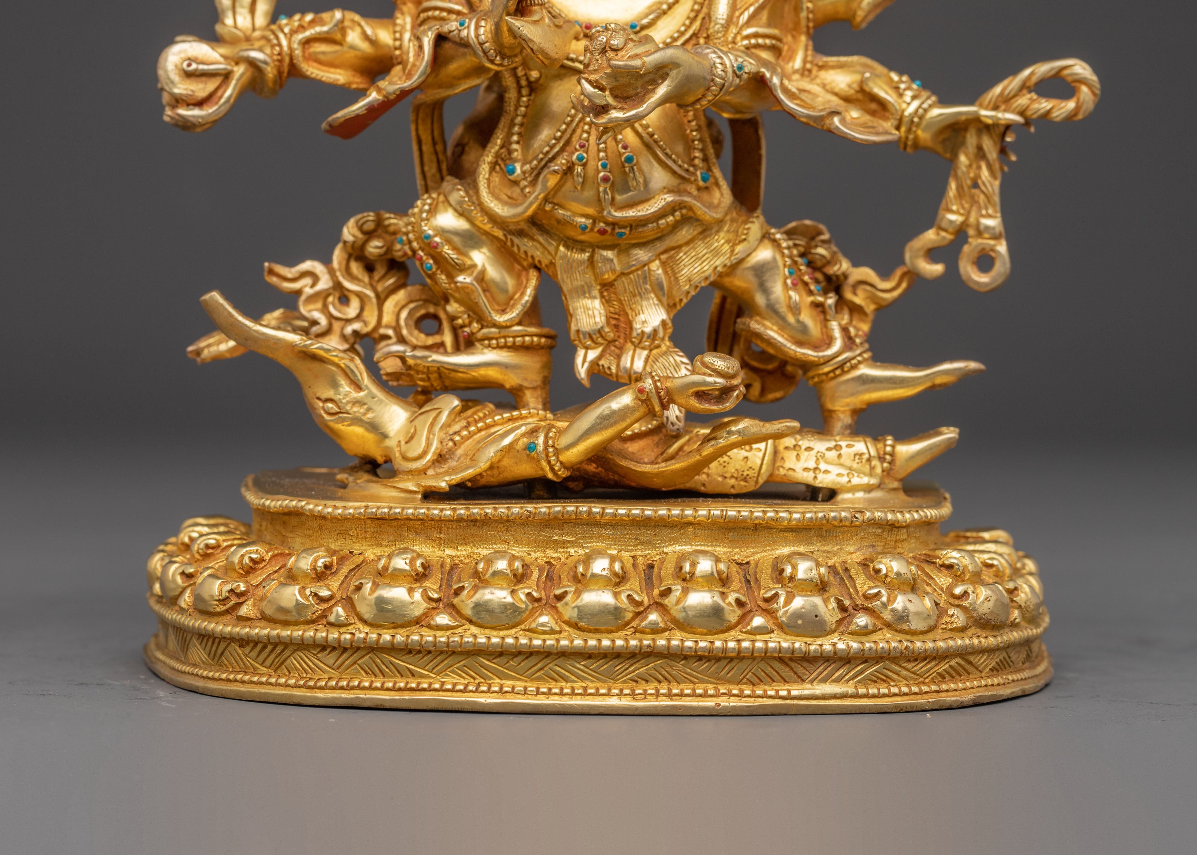 Handcrafted Six Armed Mahakala Sculpture | Protector Deity in Tibetan Buddhism
