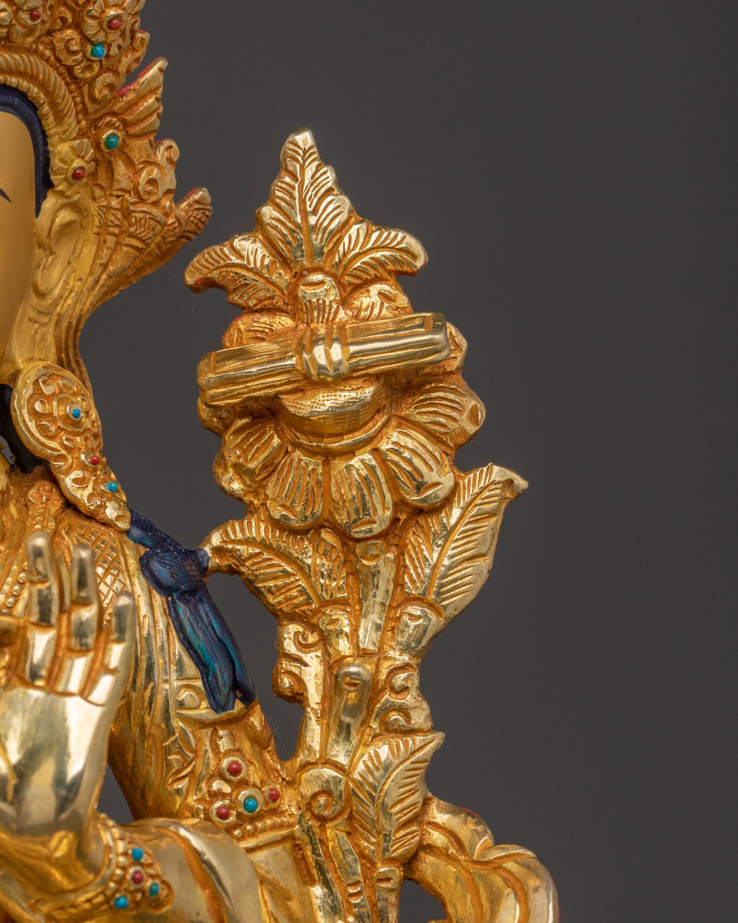 Manjushri Bodhisattva: 24K Gold Gilded Wisdom Statue