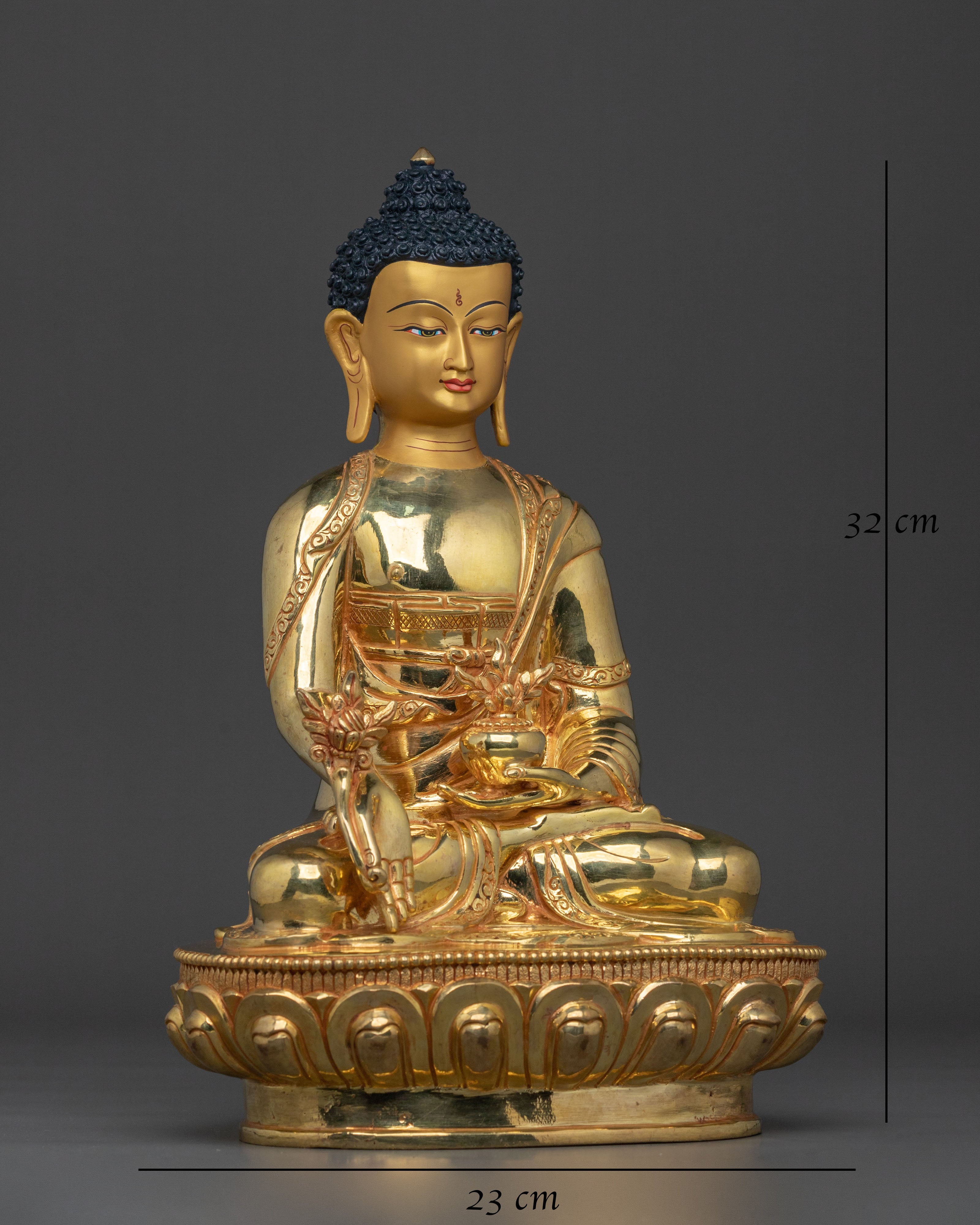 24k Gold Gilded Medicine Buddha Statue | Healing Buddha