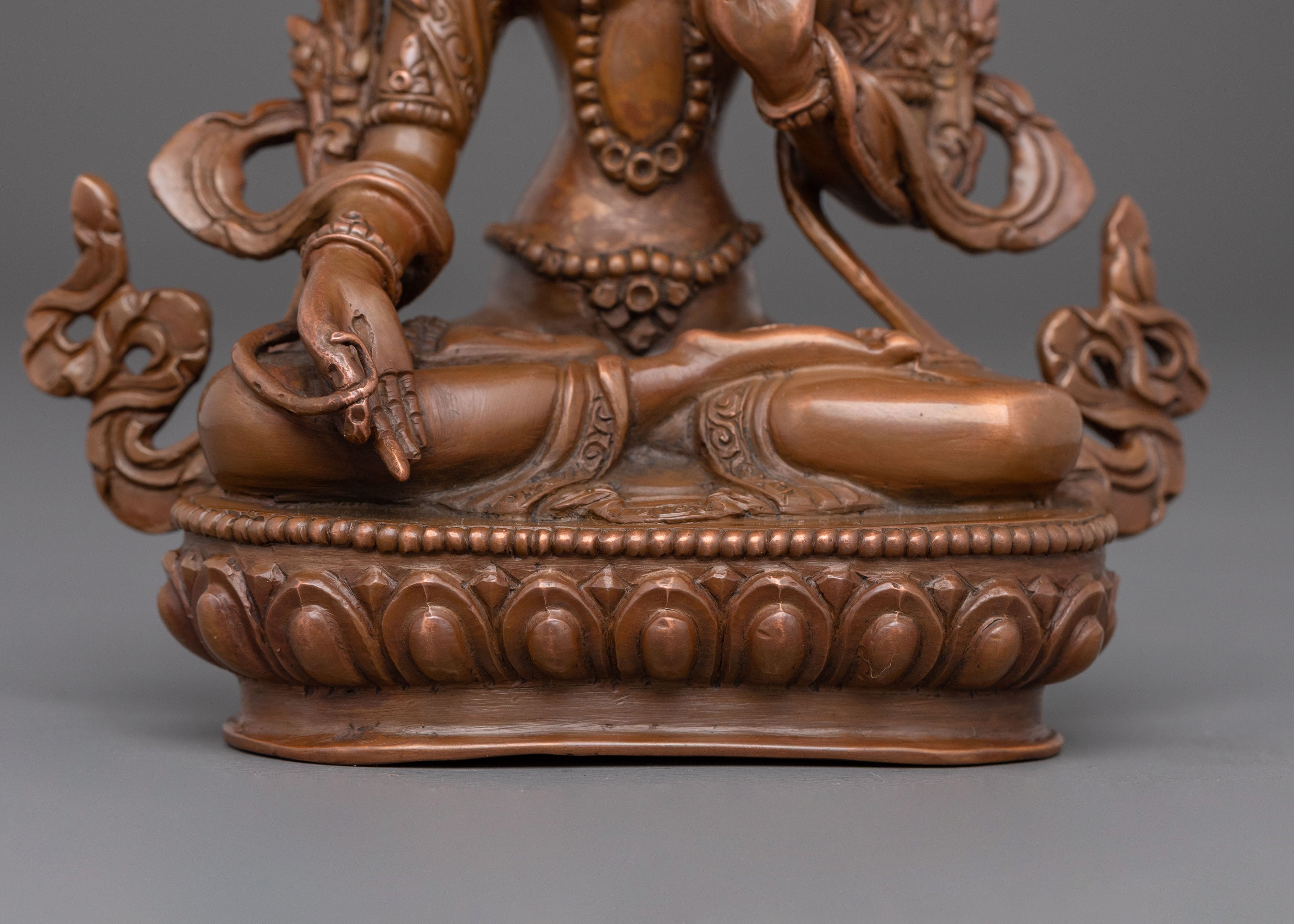 White Tara Statue | Oxidized Copper Serenity