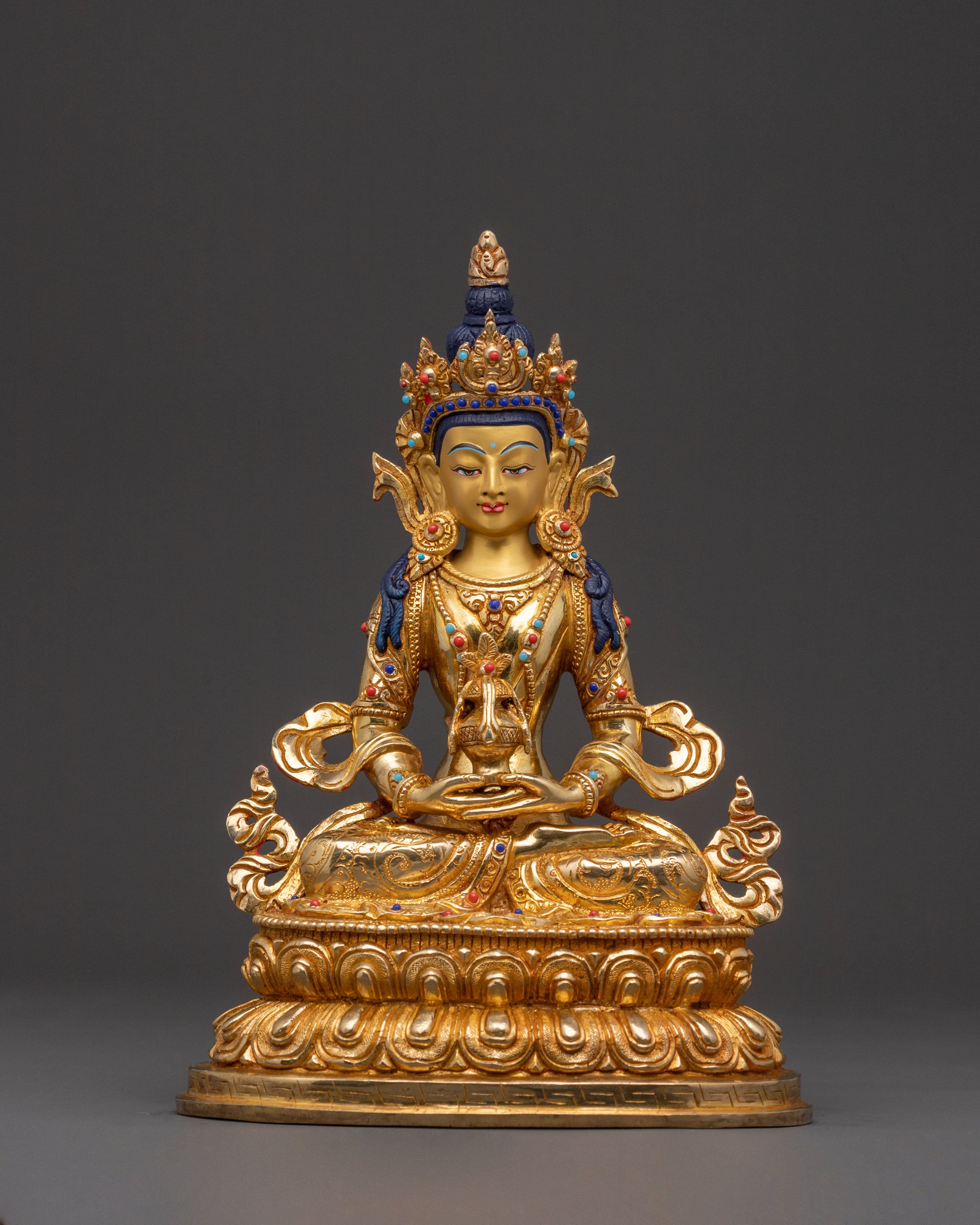 24k Gold Gilded Amitayus Spiritual Statue: Radiant Longevity
