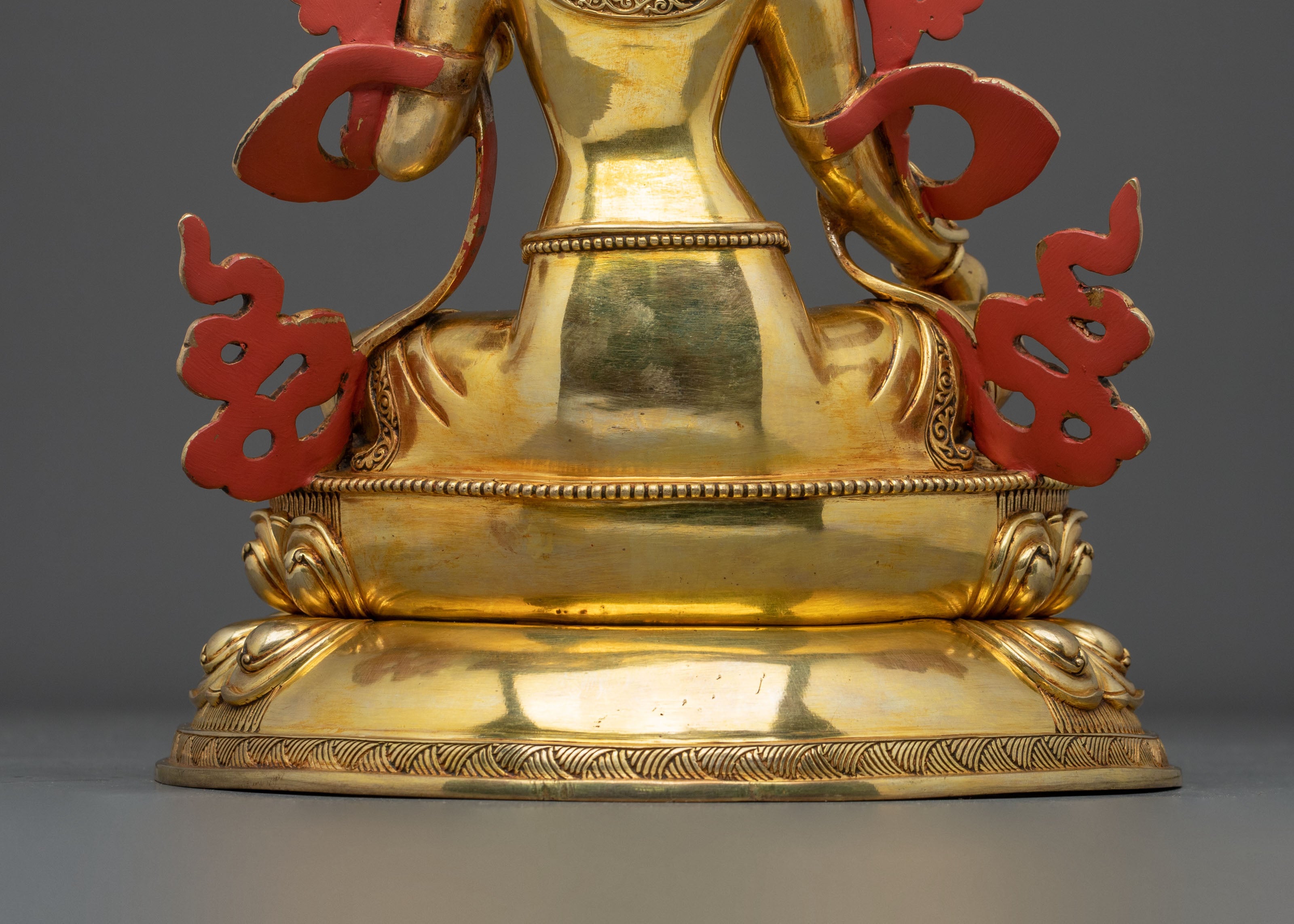 Green Tara 24K Gold Gilded Sculpture | Buddhist Protector