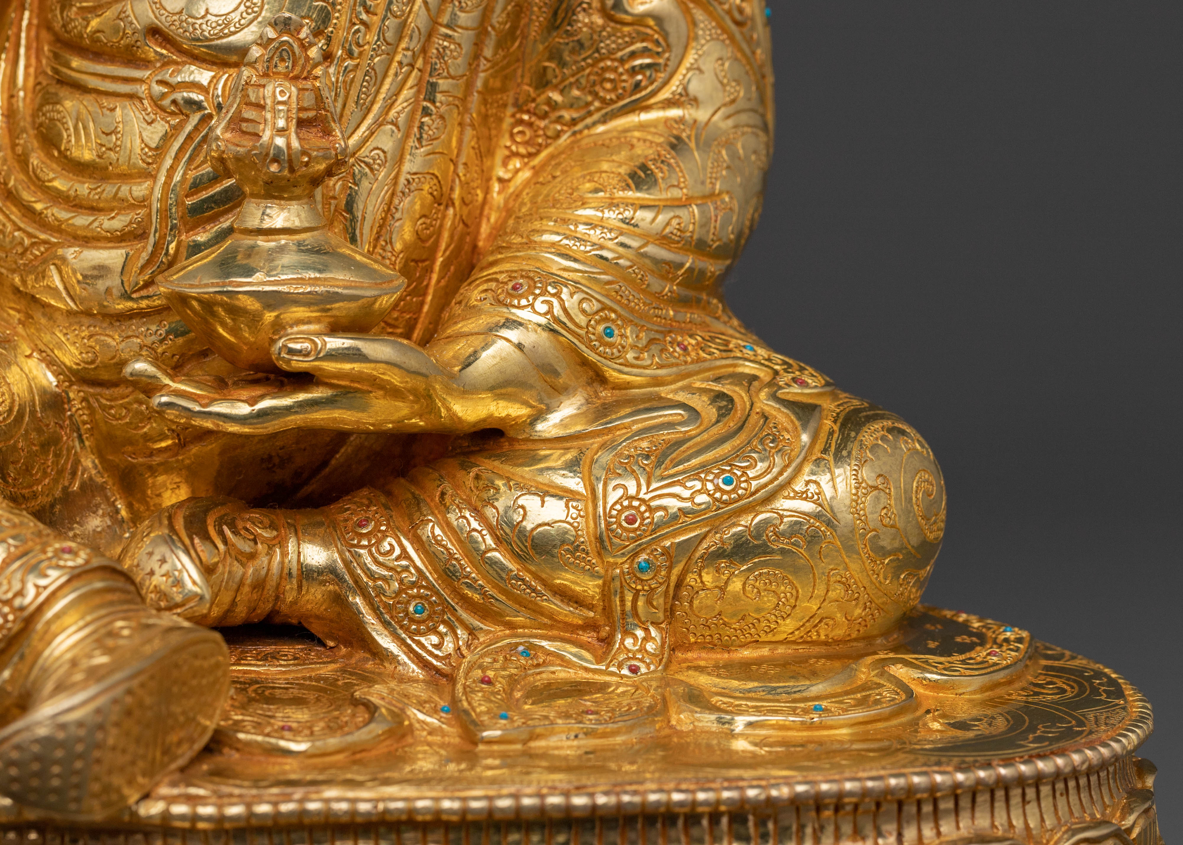 The Lotus Born Guru Rinpoche Statue – Exquisite Gilded Copper Statue