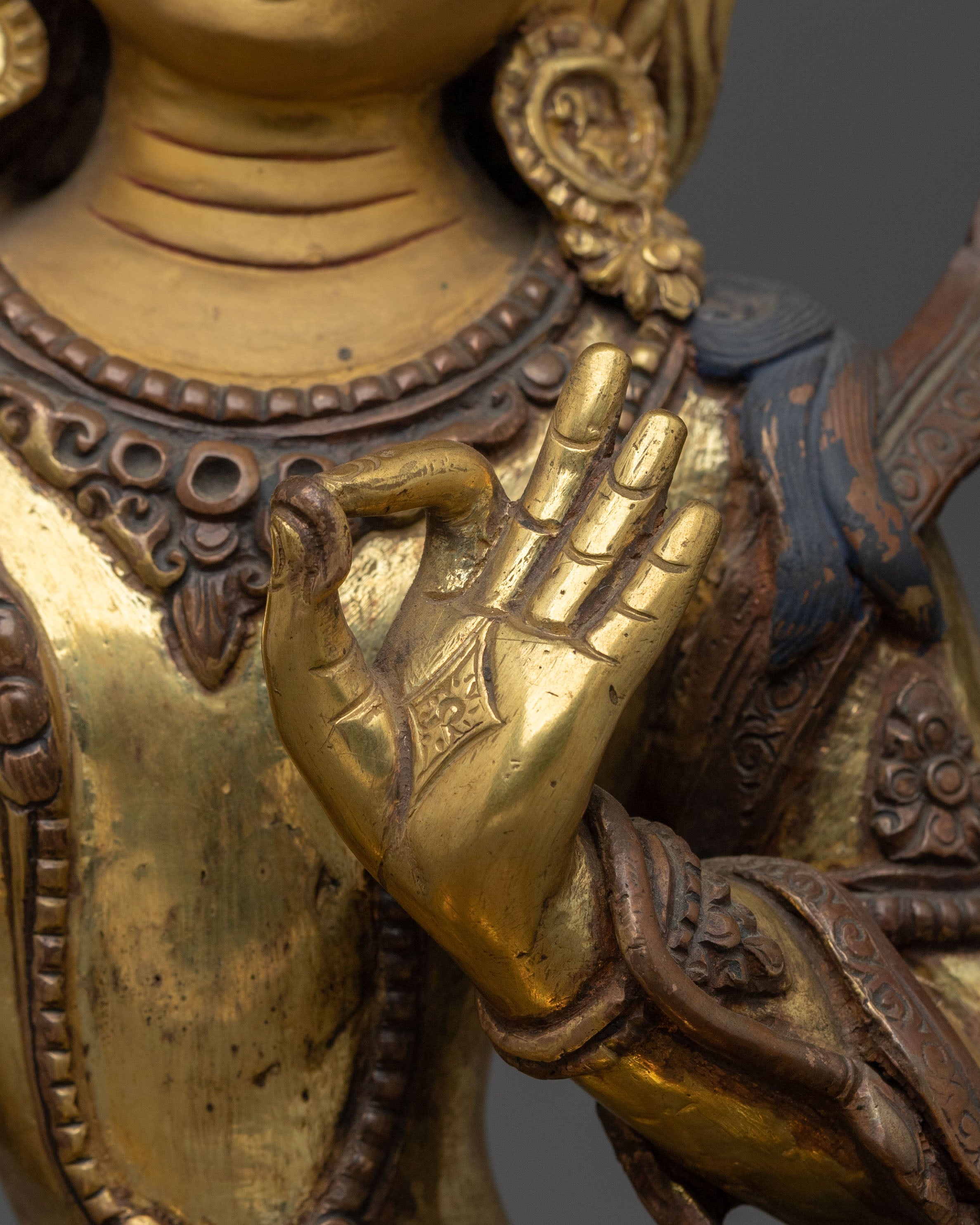 Manjushri Sacred Statue for Altar - 24K Gold Gilded