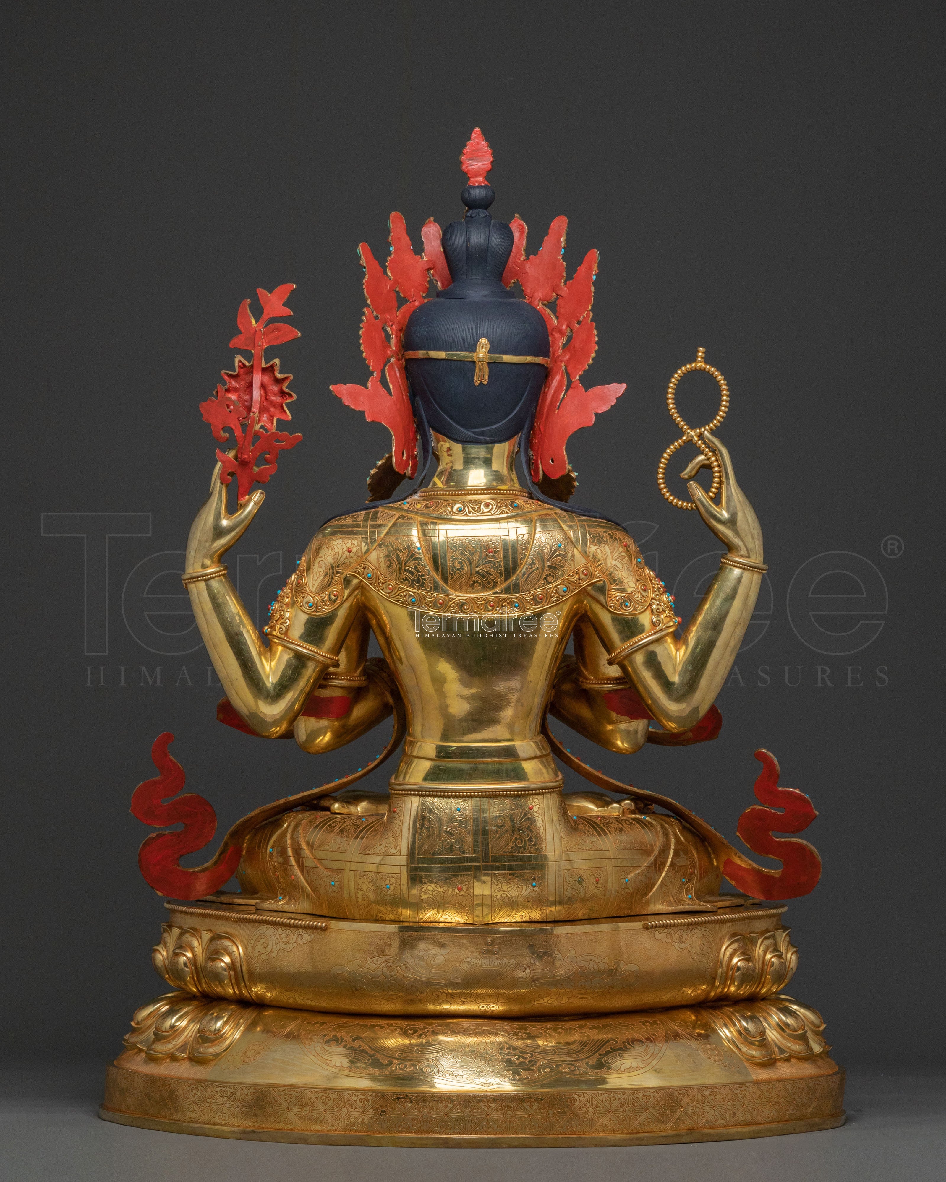 Chenrezig Divine Statue | 24K Gold Gilded Copper Statue