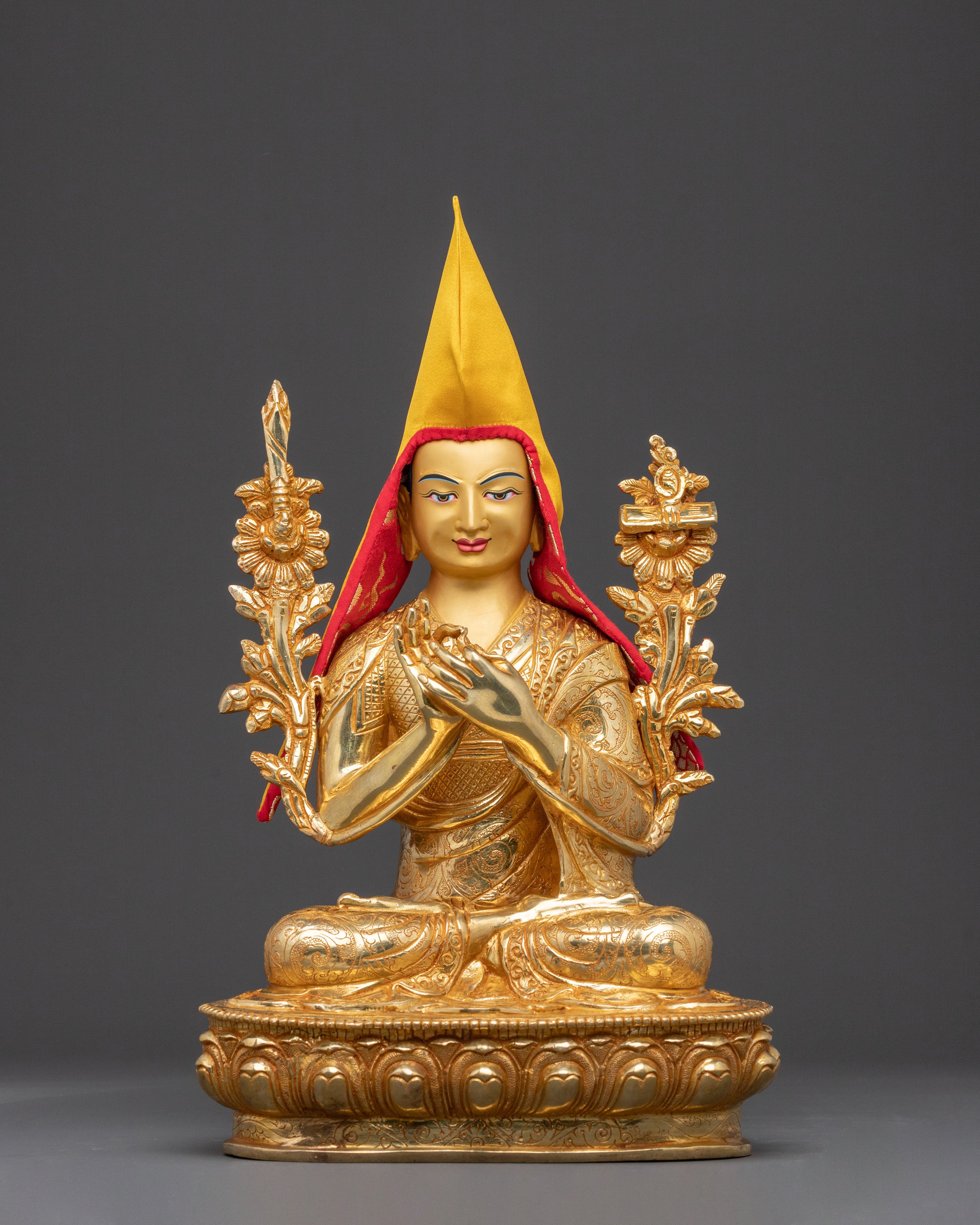 Sacred Tsongkhapa Statue Set | Sacred Meditation Teacher Sculpture