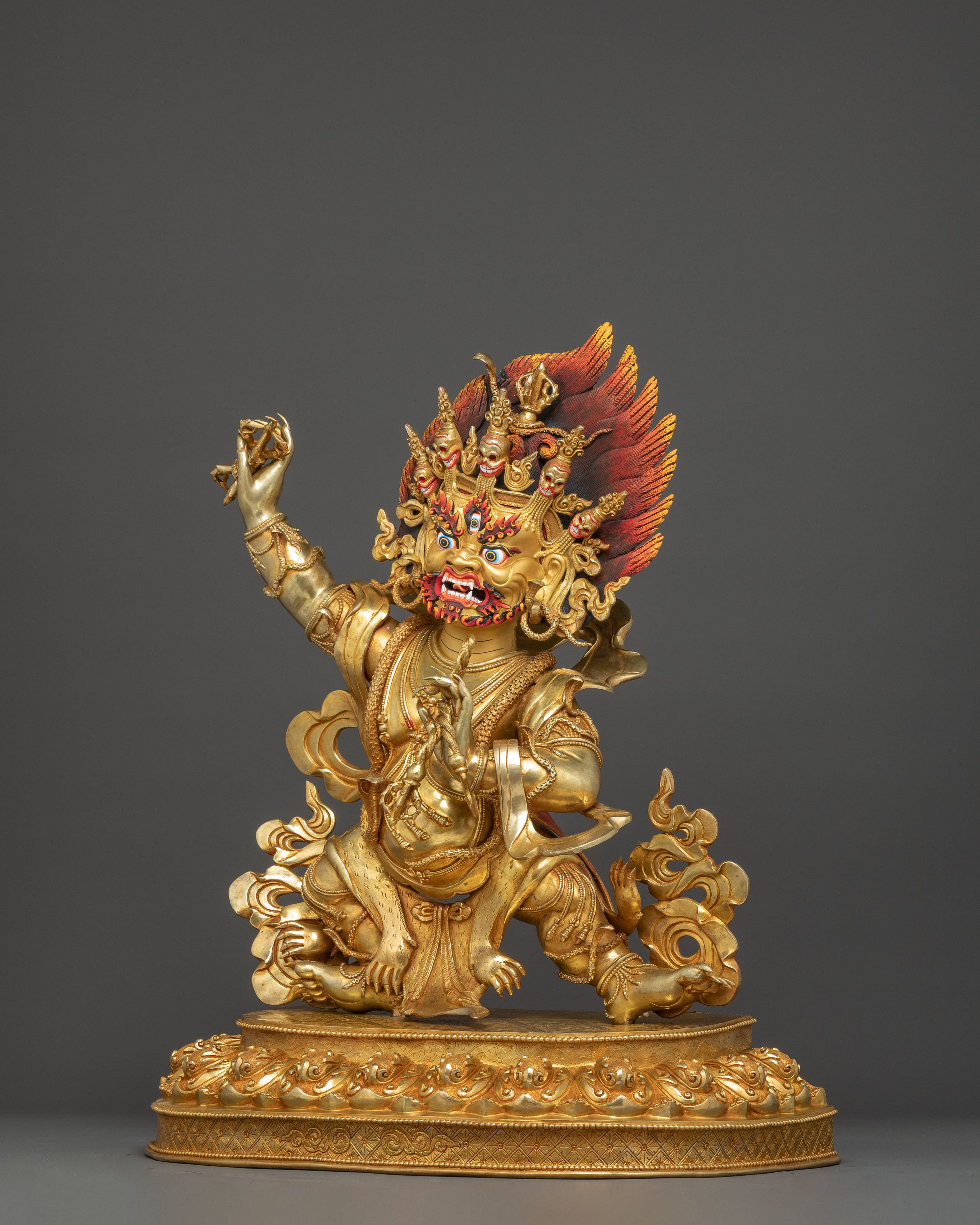 Vajrapani Gold Gilded Sculpture: Protector of the Buddha