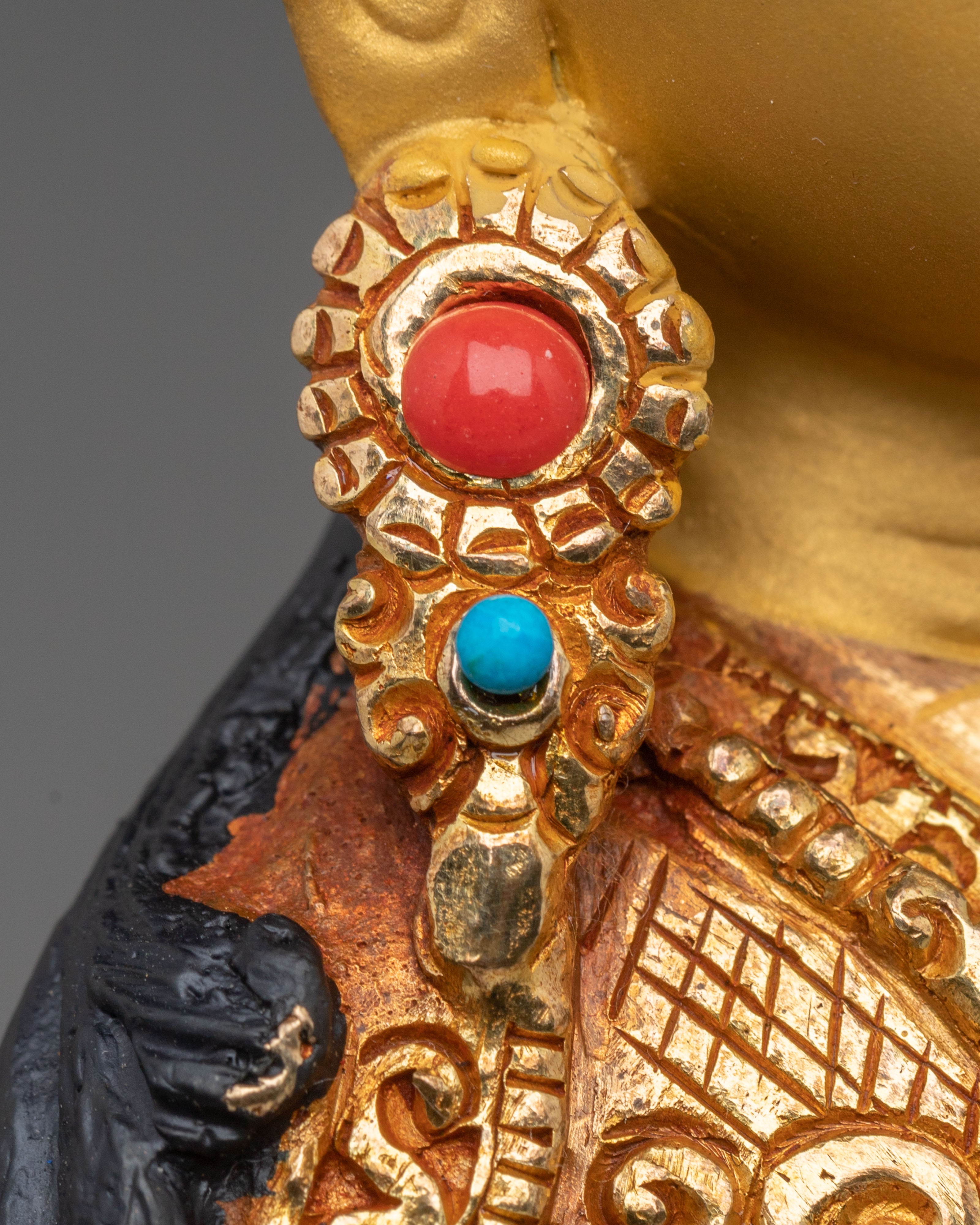 Guru Rinpoche Hand-Carved Statue | Buddhist Altar Decor
