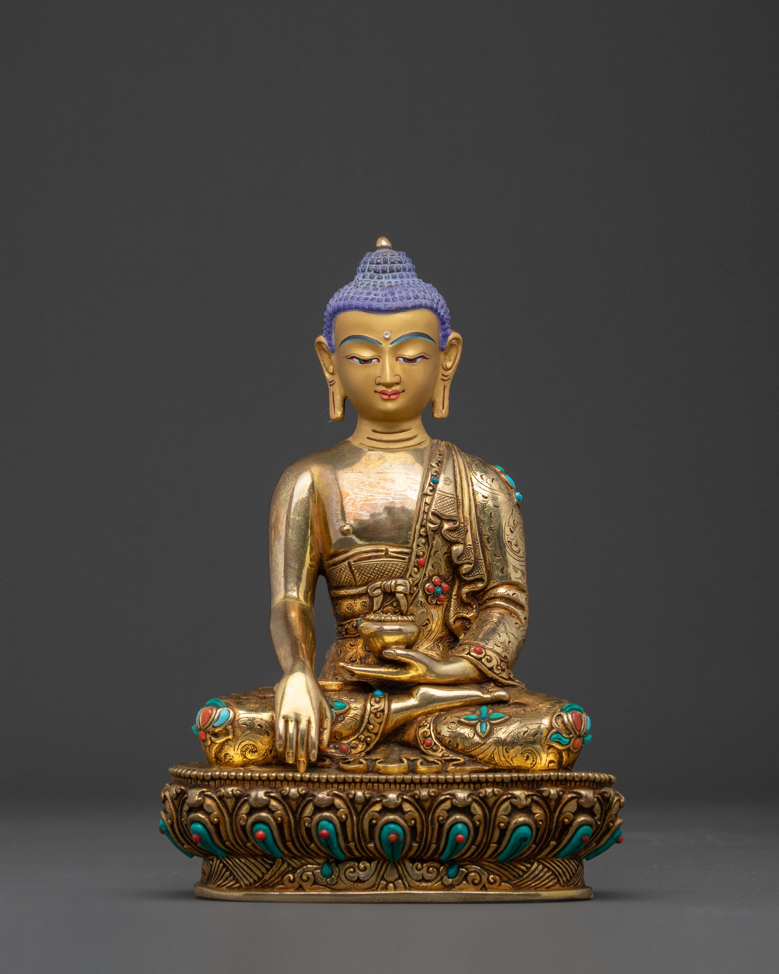 Shakyamuni Buddha in Throne Statue – 24K Gold Gilded Masterpiece