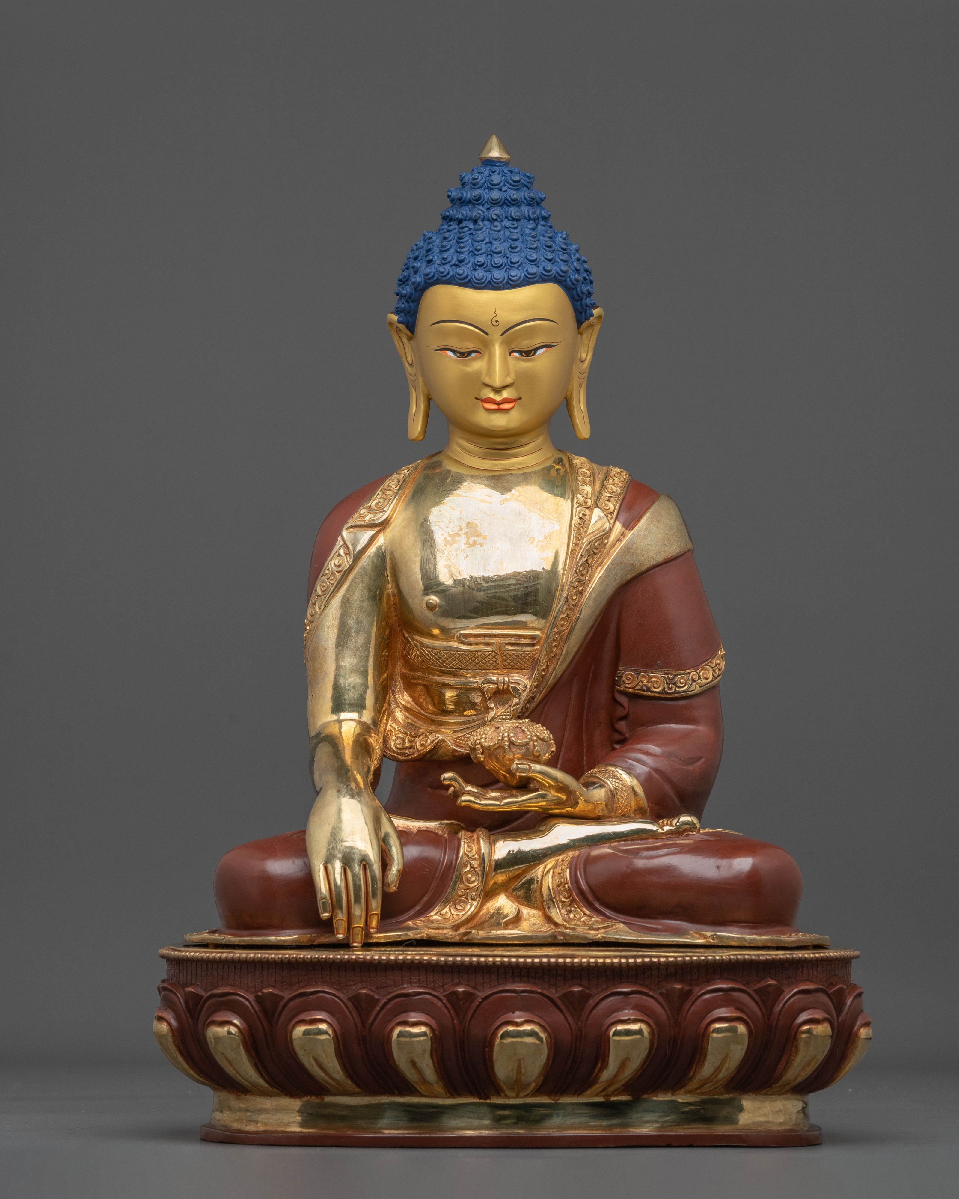 Buddha Dharma Sangha: Oxidized Copper Buddha Statue Set