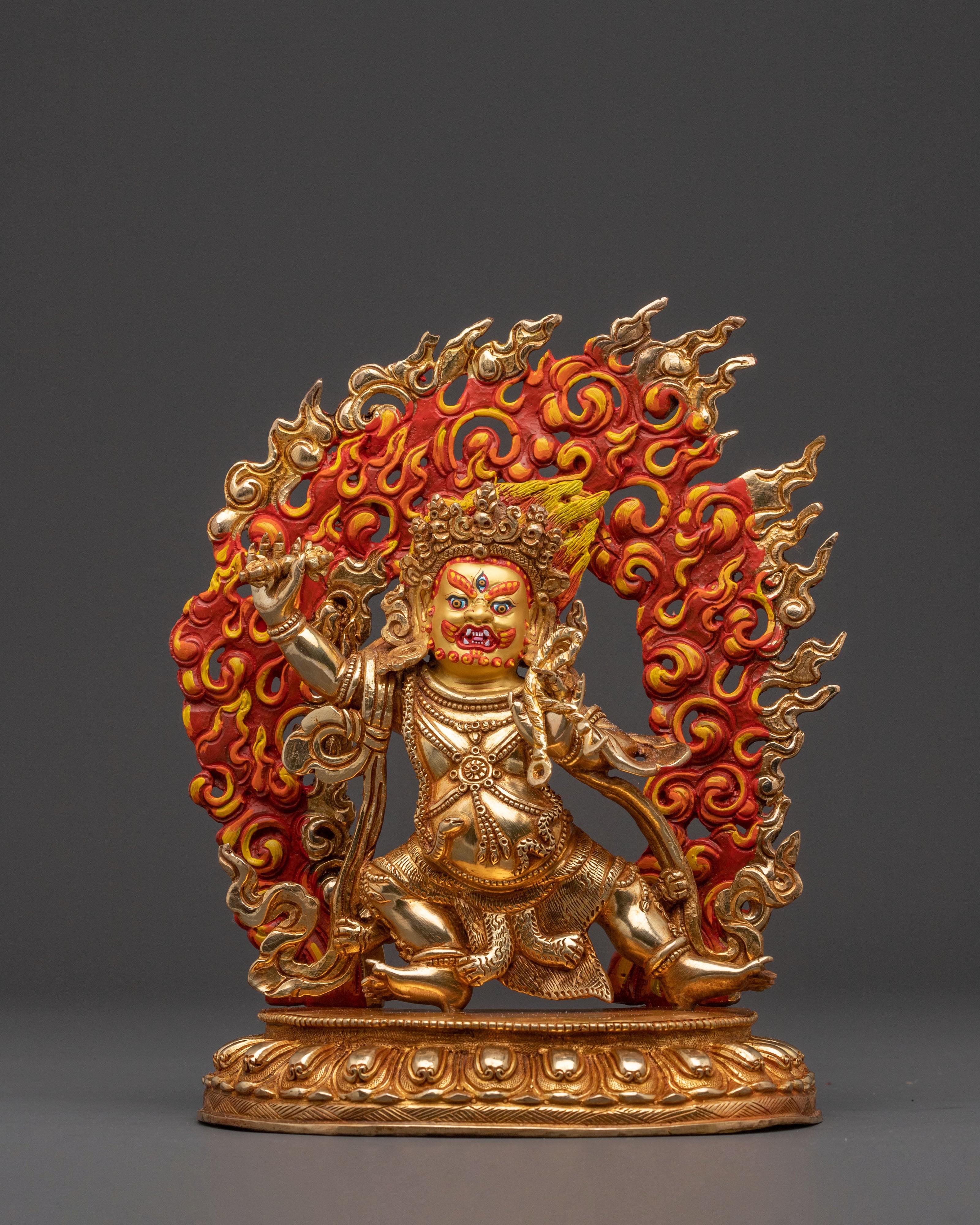 Golden Statue of Vajrapani Bodhisattva - Hand-Gilded Copper Art