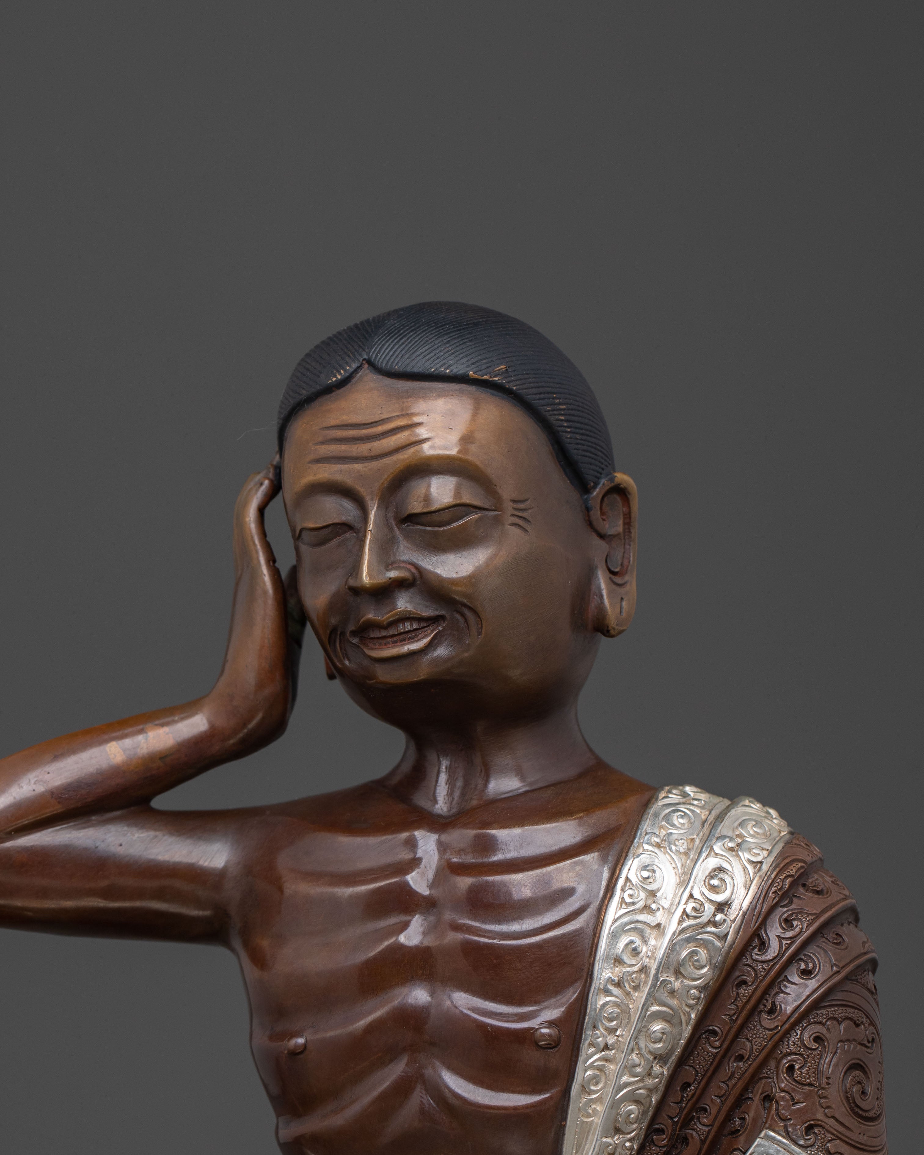 Divine Milarepa Sculpture | Oxidized Copper Body