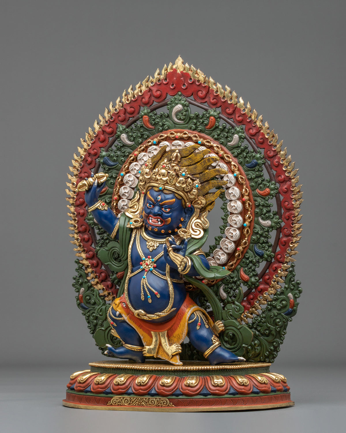 Copper Vajrapani Statue with Gold and Acrylic Painting | Buddhist Guardian