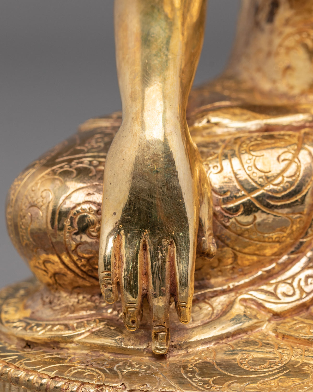 Hand Carved Shakyamuni Buddha Statue with Copper Body