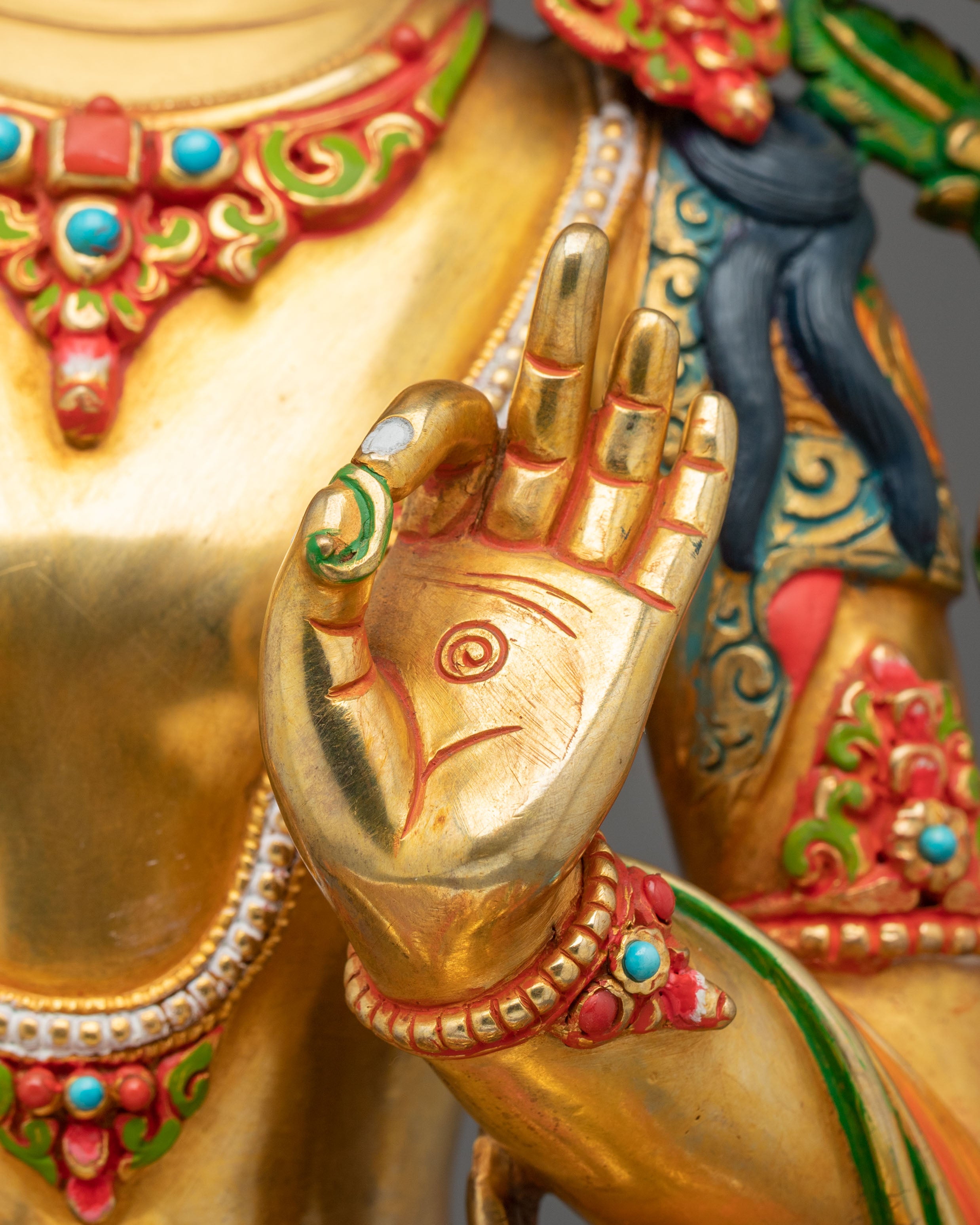Manjushri 24K Gold Gilded Copper Statue: Wisdom Embodied