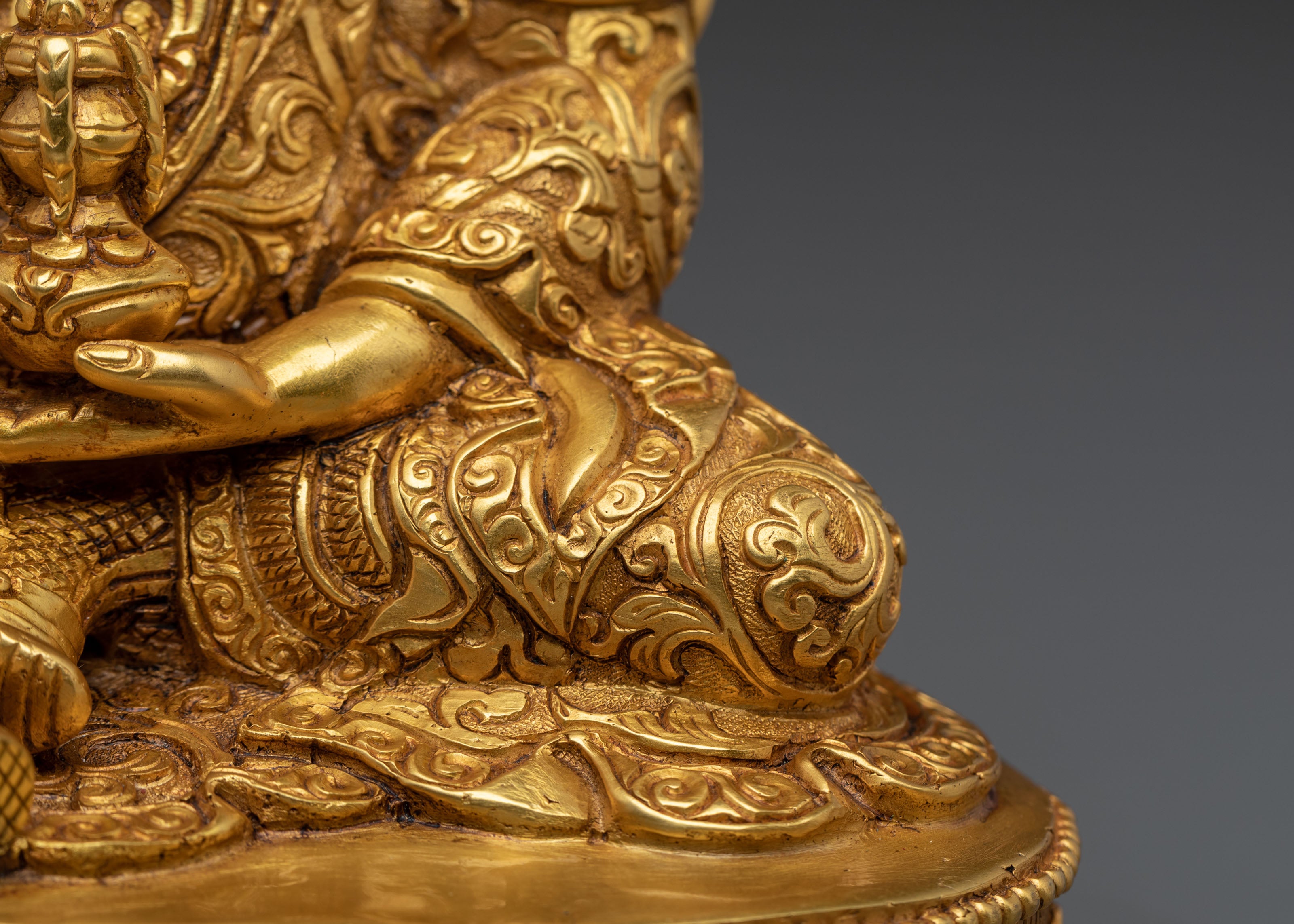 Handmade Guru Rinpoche Spiritual Sculpture with 24K Gold Gliding