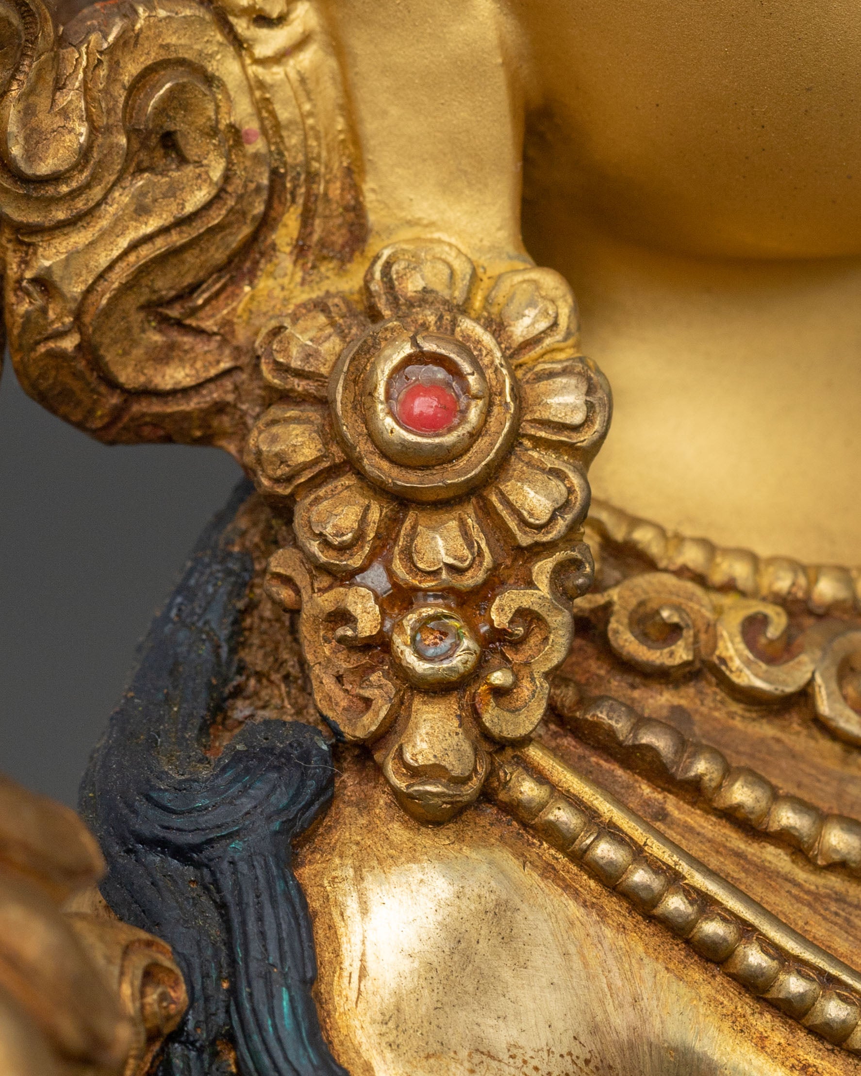 Green Tara Fire Gold Gilded Statue | Made in Nepal
