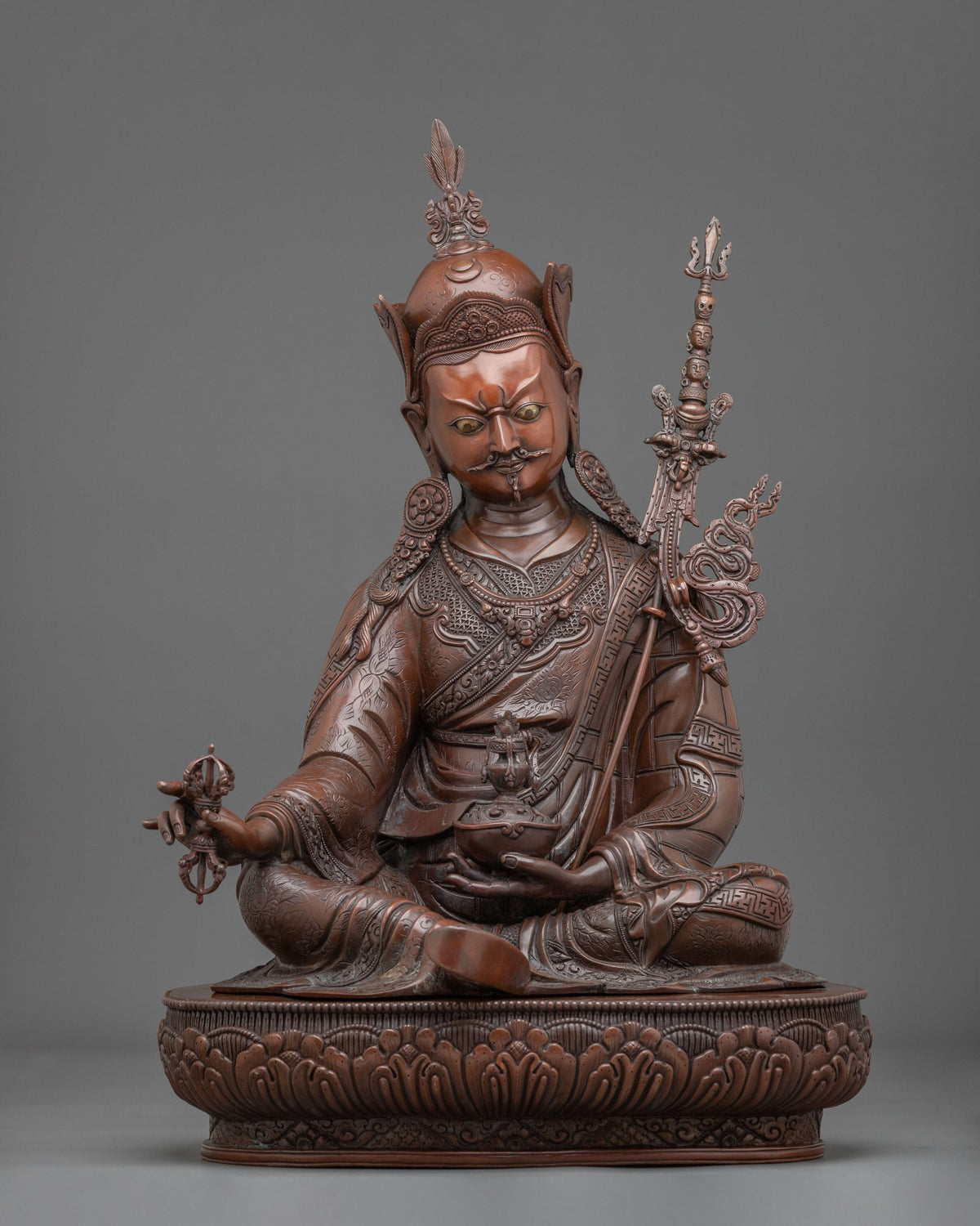 Tibetan Guru Rinpoche Oxidized Sculpture | Symbol of Wisdom Protection and Blessings