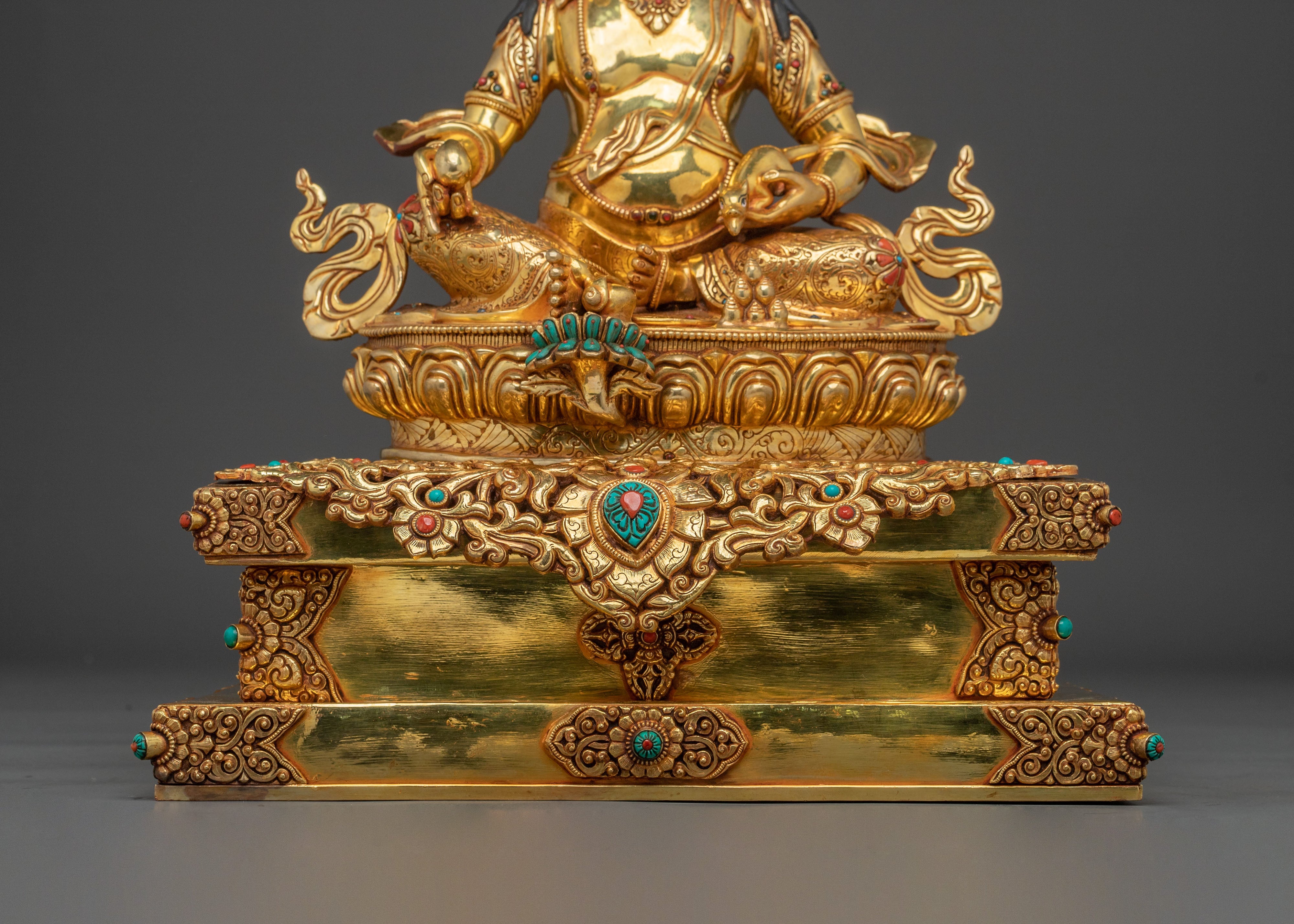 Dzambhala Statue on Throne | Sacred Tibetan Figurine