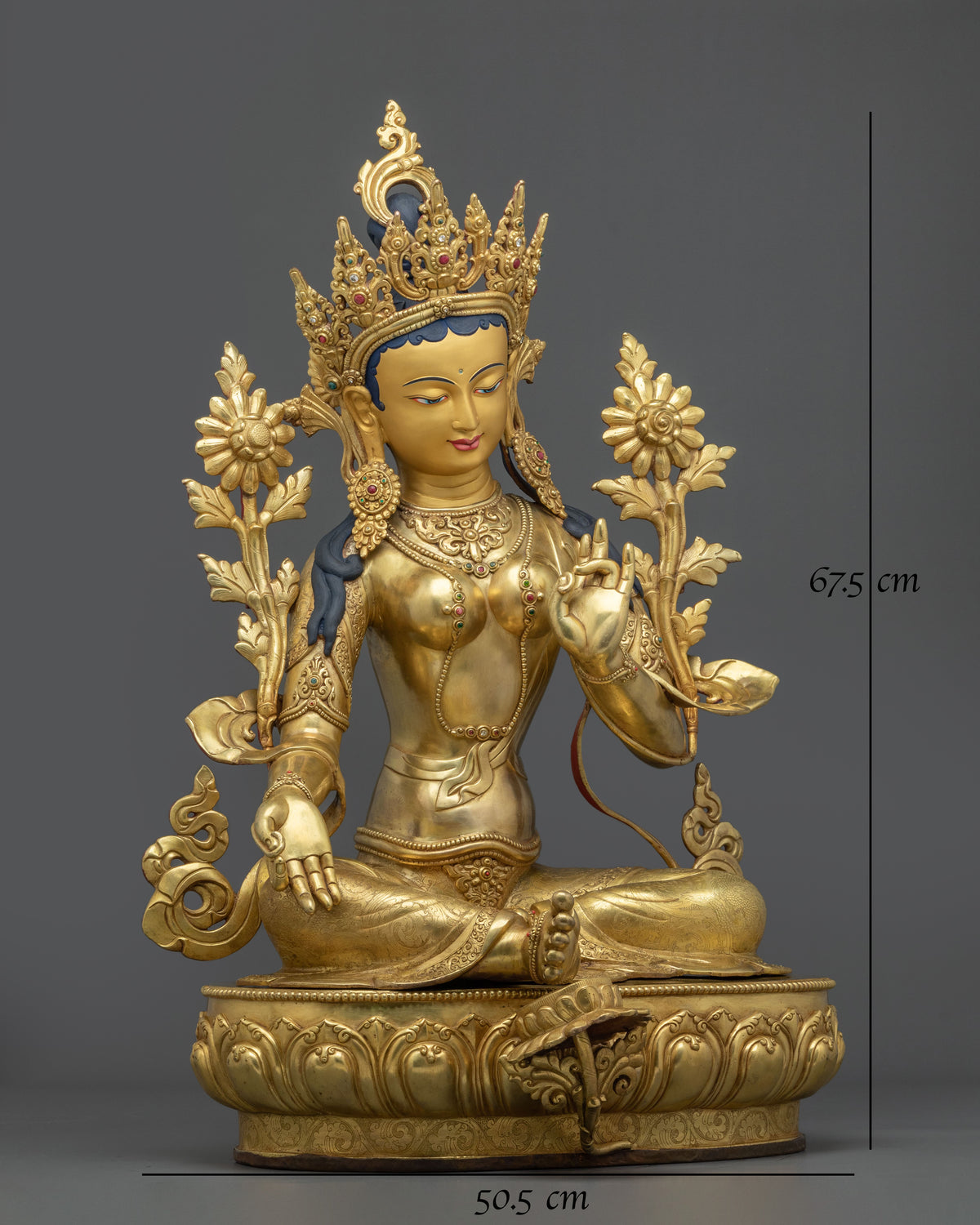 Handmade Green Tara Copper Sculpture | Buddhist Protector