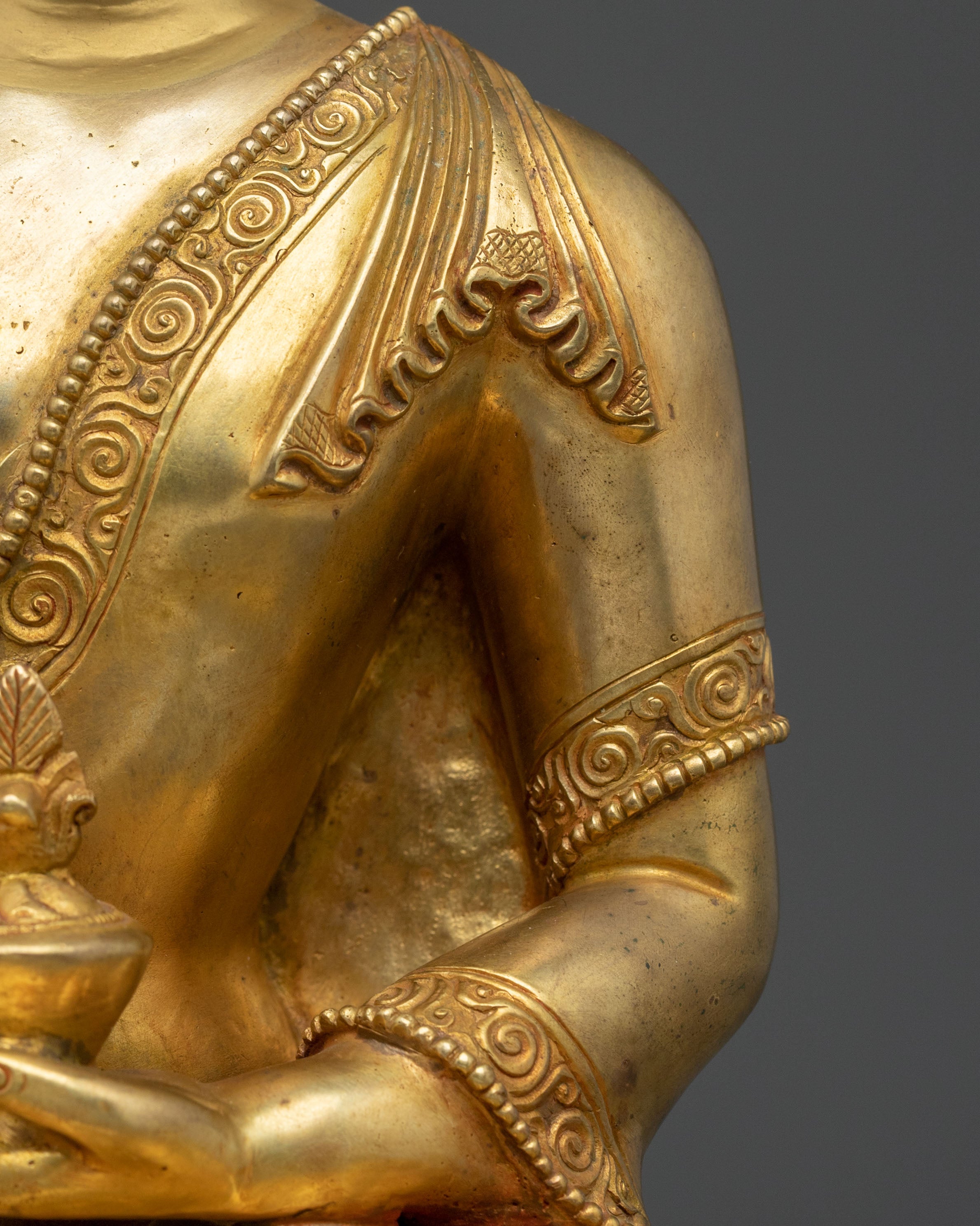 Bhaishajyaguru Fire Gold Gilded Statue | Himalayan Craftsmanship