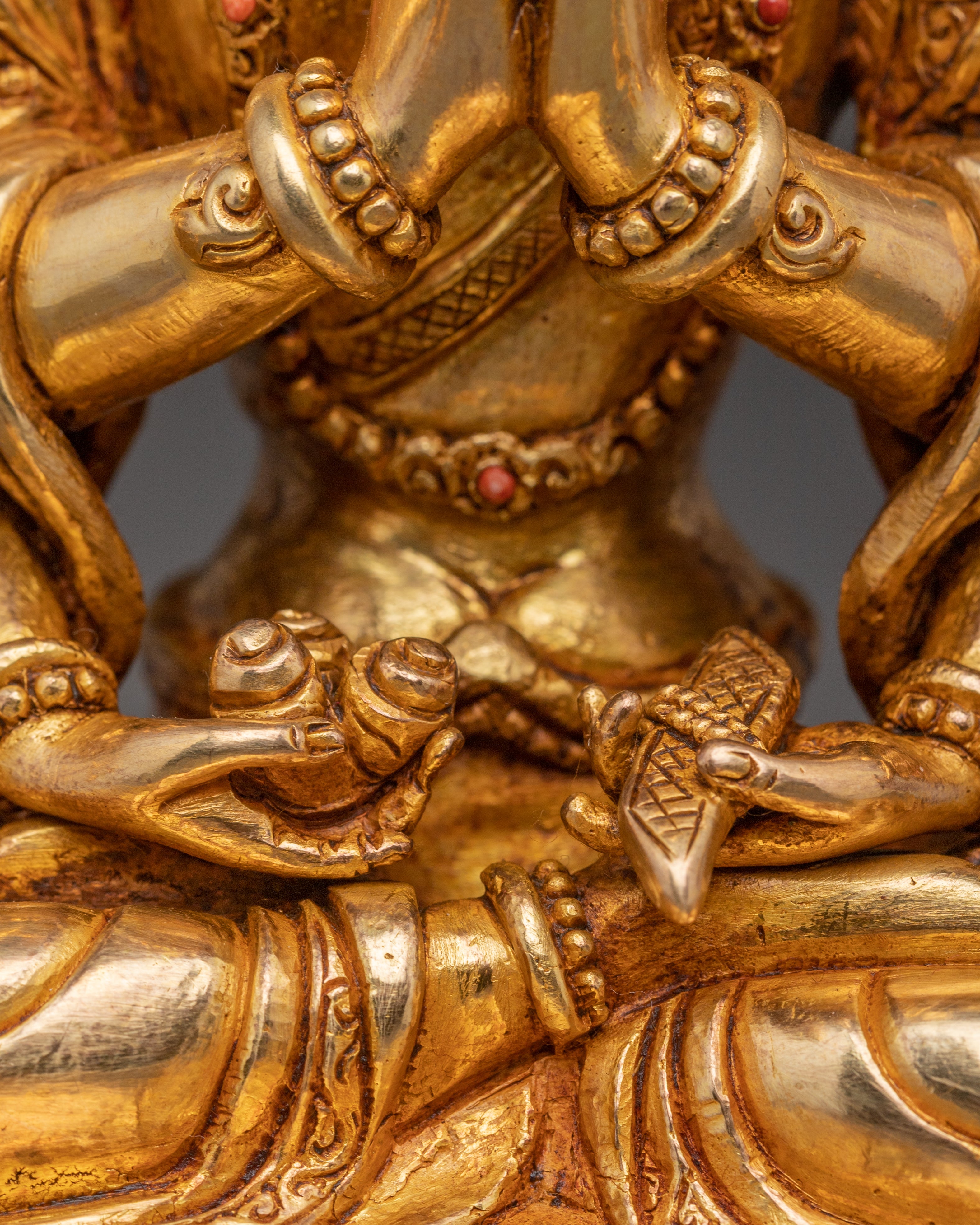 Handmade Golden Statue of Chundi Bodhisattva | Tibetan Style Decor