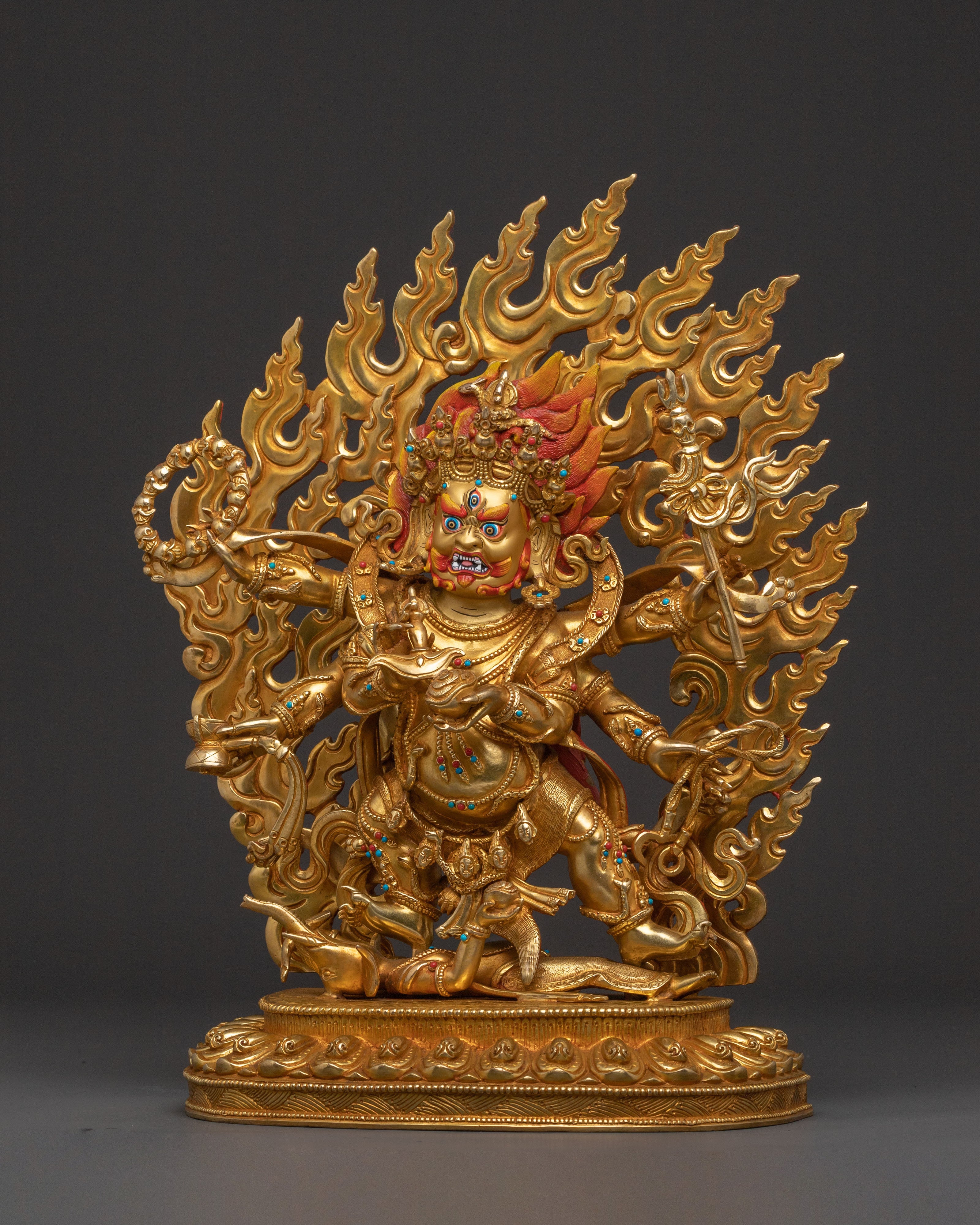 Six Armed Mahakala Traditional Statue | Sacred Icon
