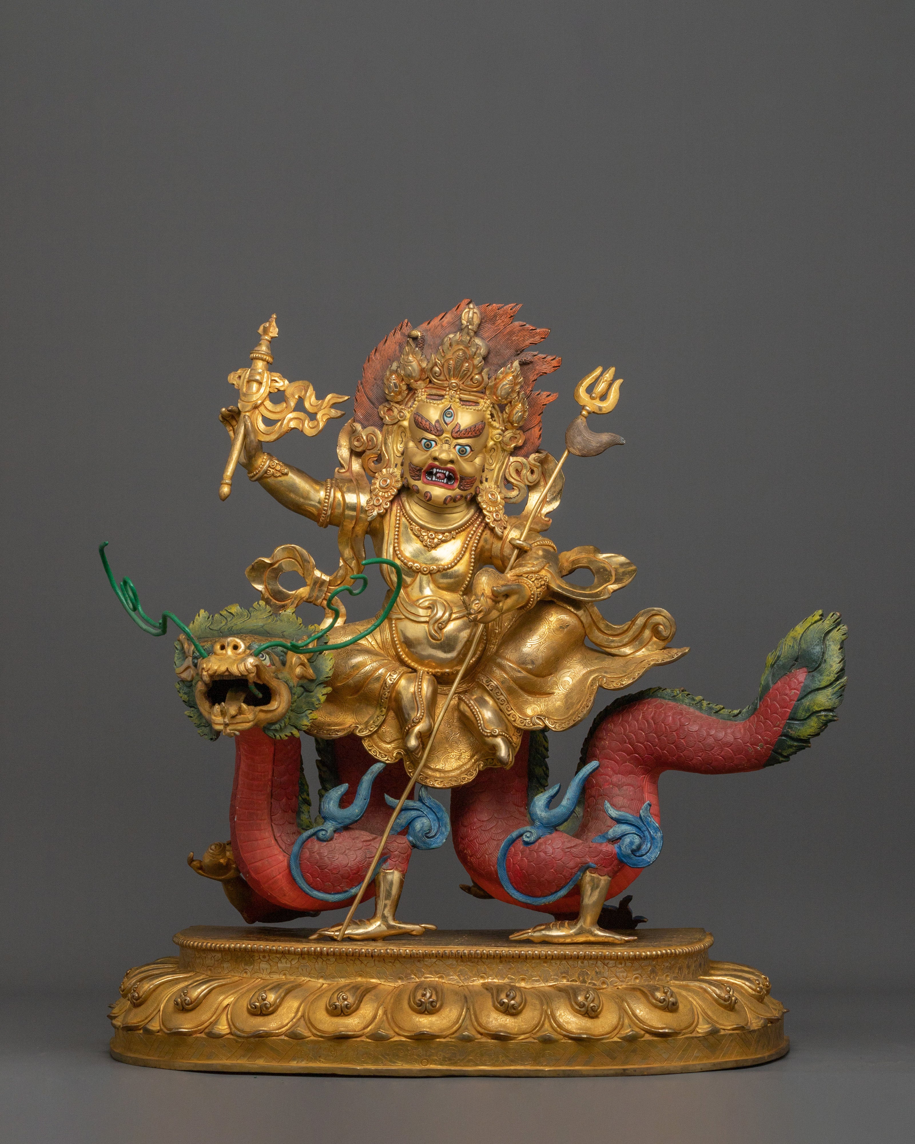 White Dzambhala Statue | 24K Gold Gilded Figurine