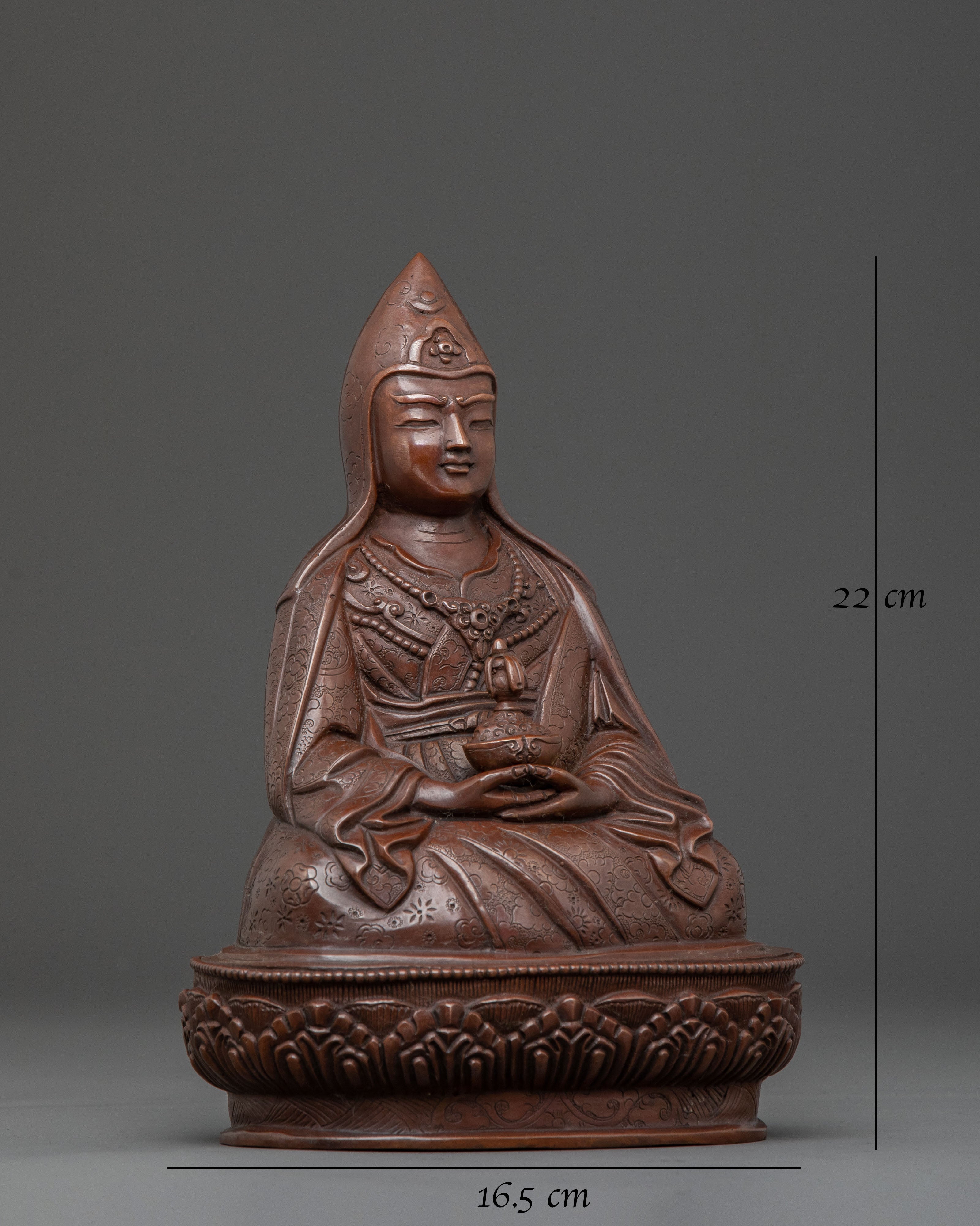 Guru Dewa Chenpo Oxidized Copper Statue for Altars