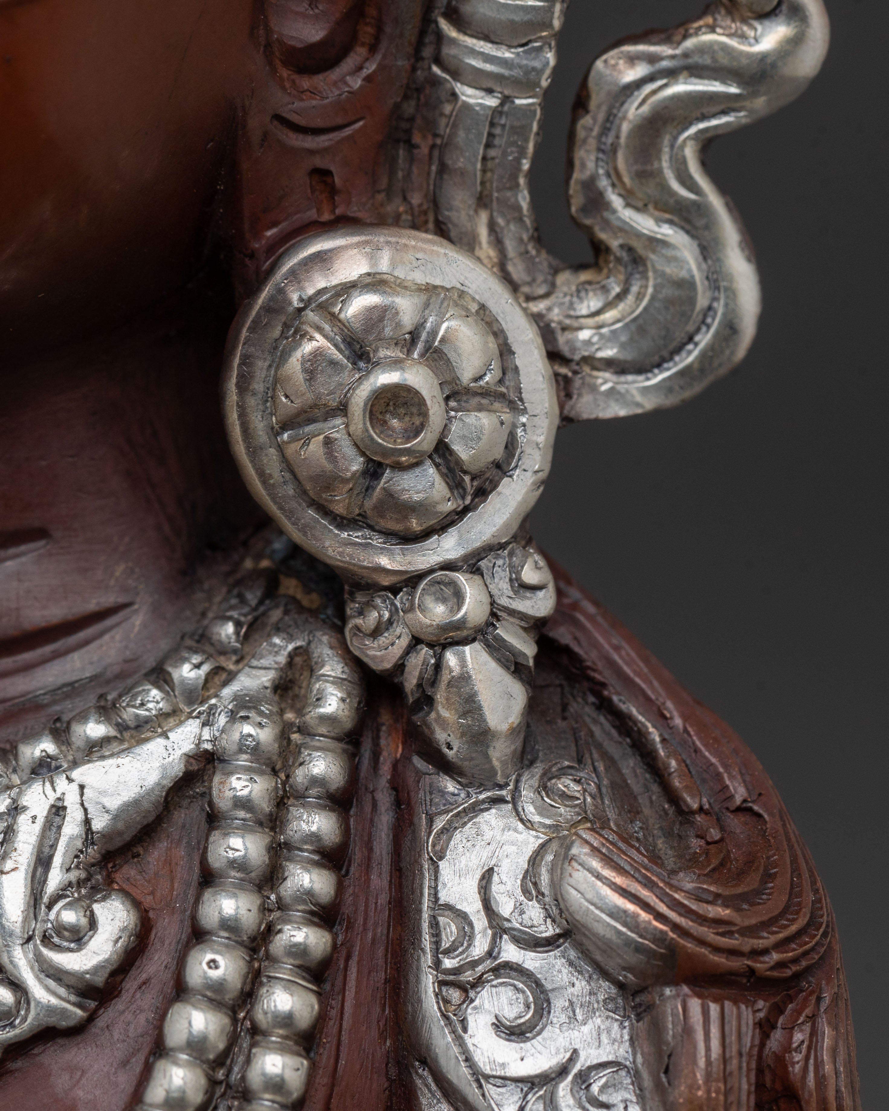 Amitayus Buddhist Statue | Oxidized Copper Statue with Silver Plated