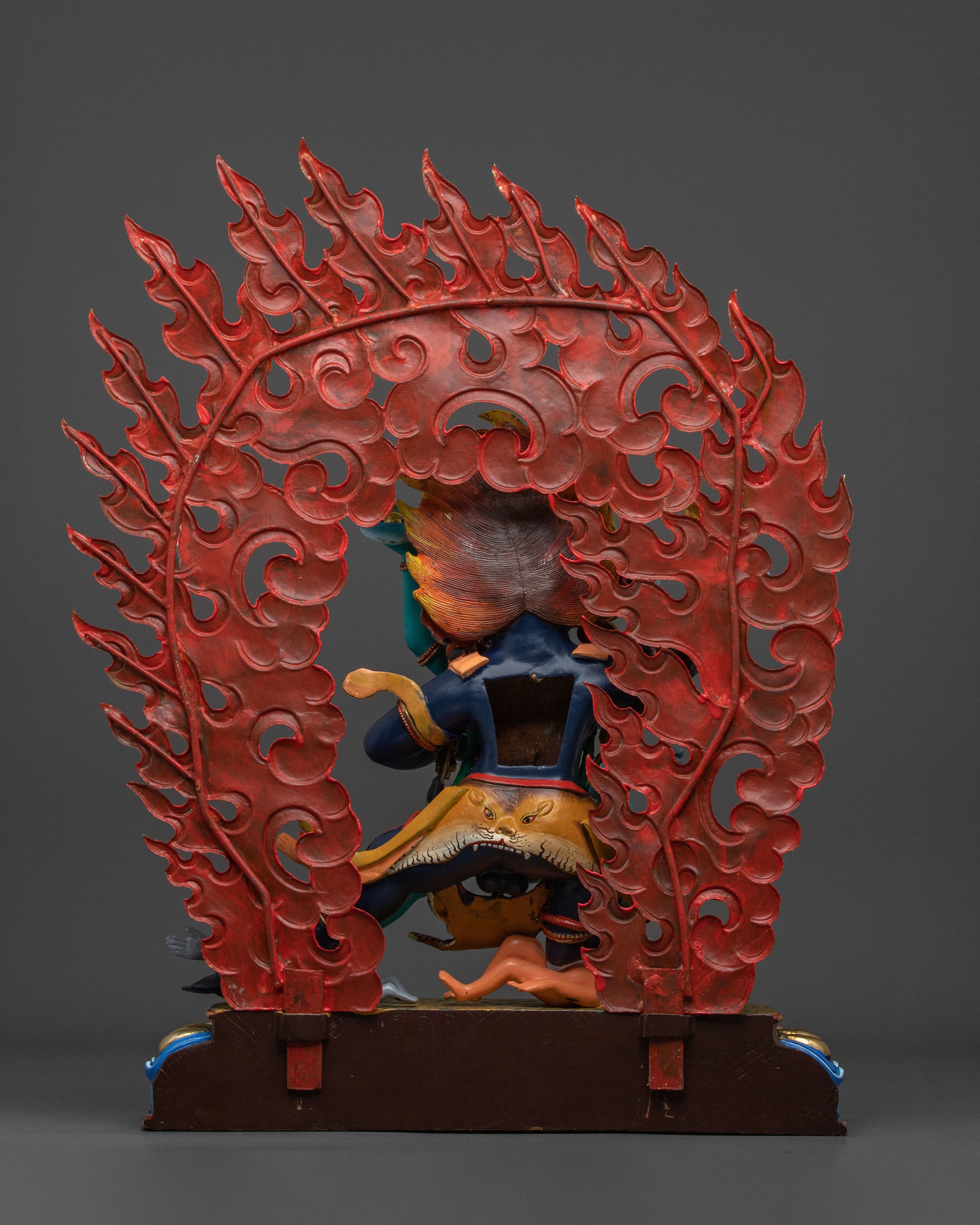 Mahakala Bernakchen Statue With Consort | Wrathful Protector
