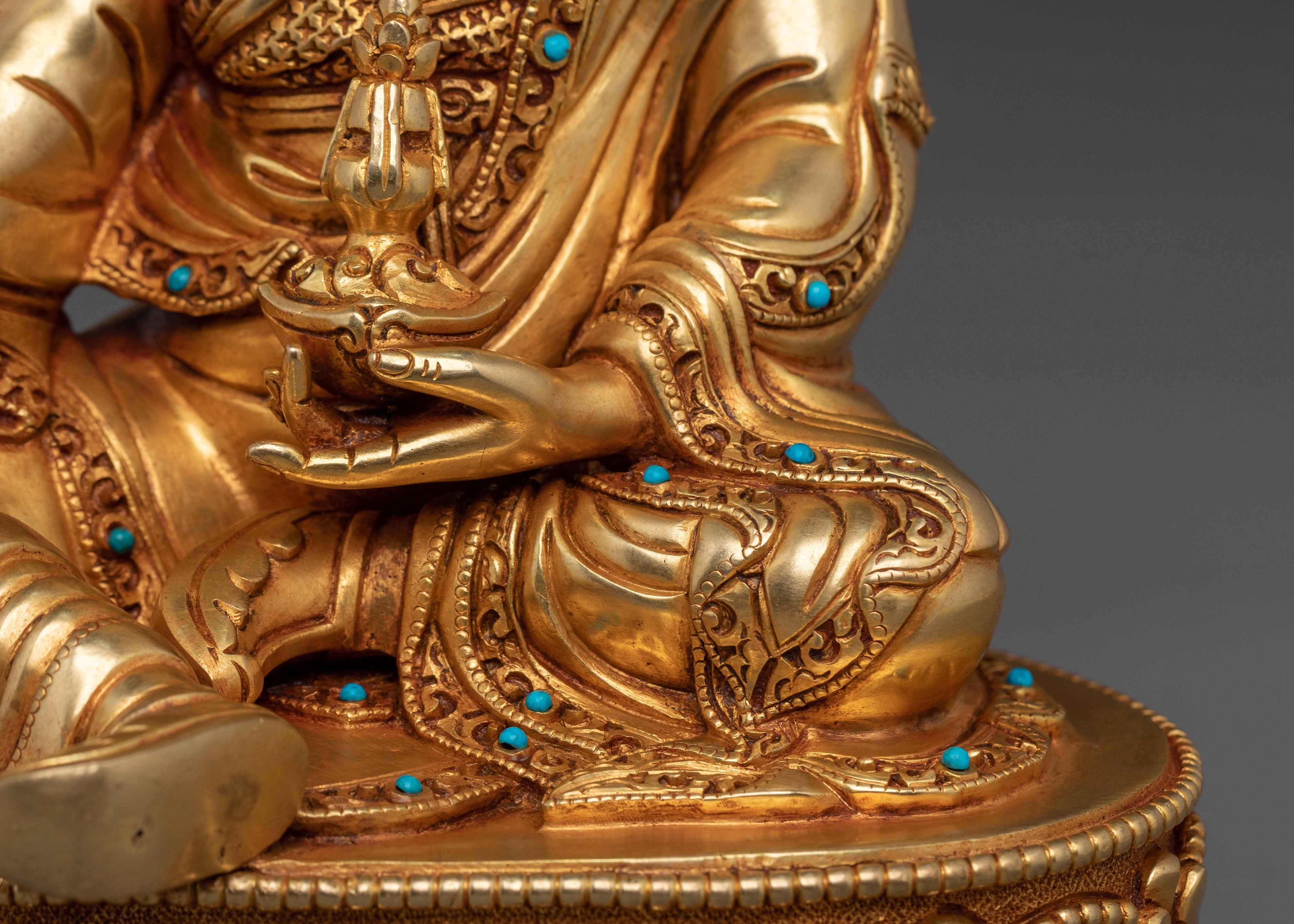 Guru Rinpoche Statue of Learning | Handmade Himalayan Altar Decor