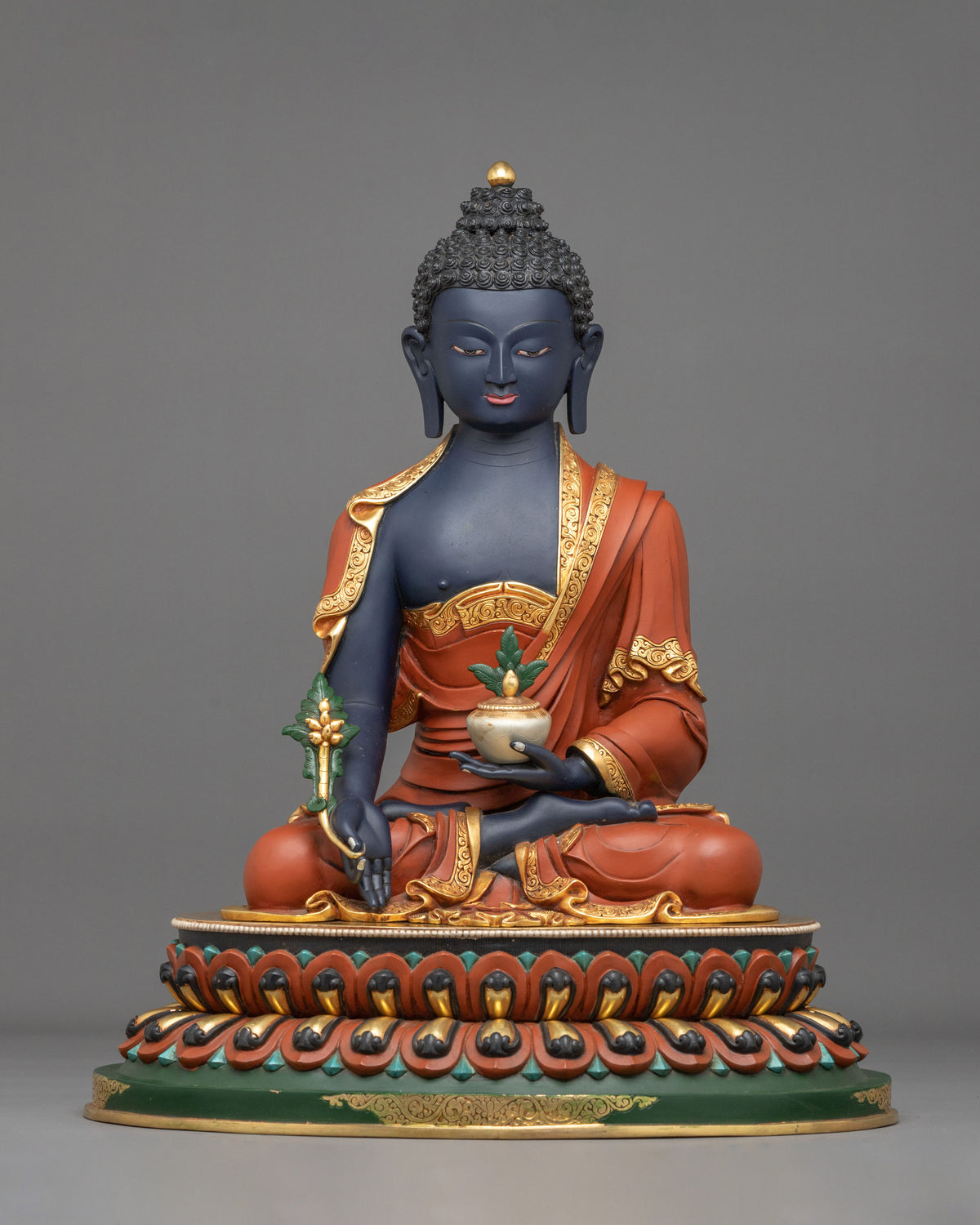 24K Gold Gilded Copper Three Buddha Statue Set | Sacred Buddhist Trio