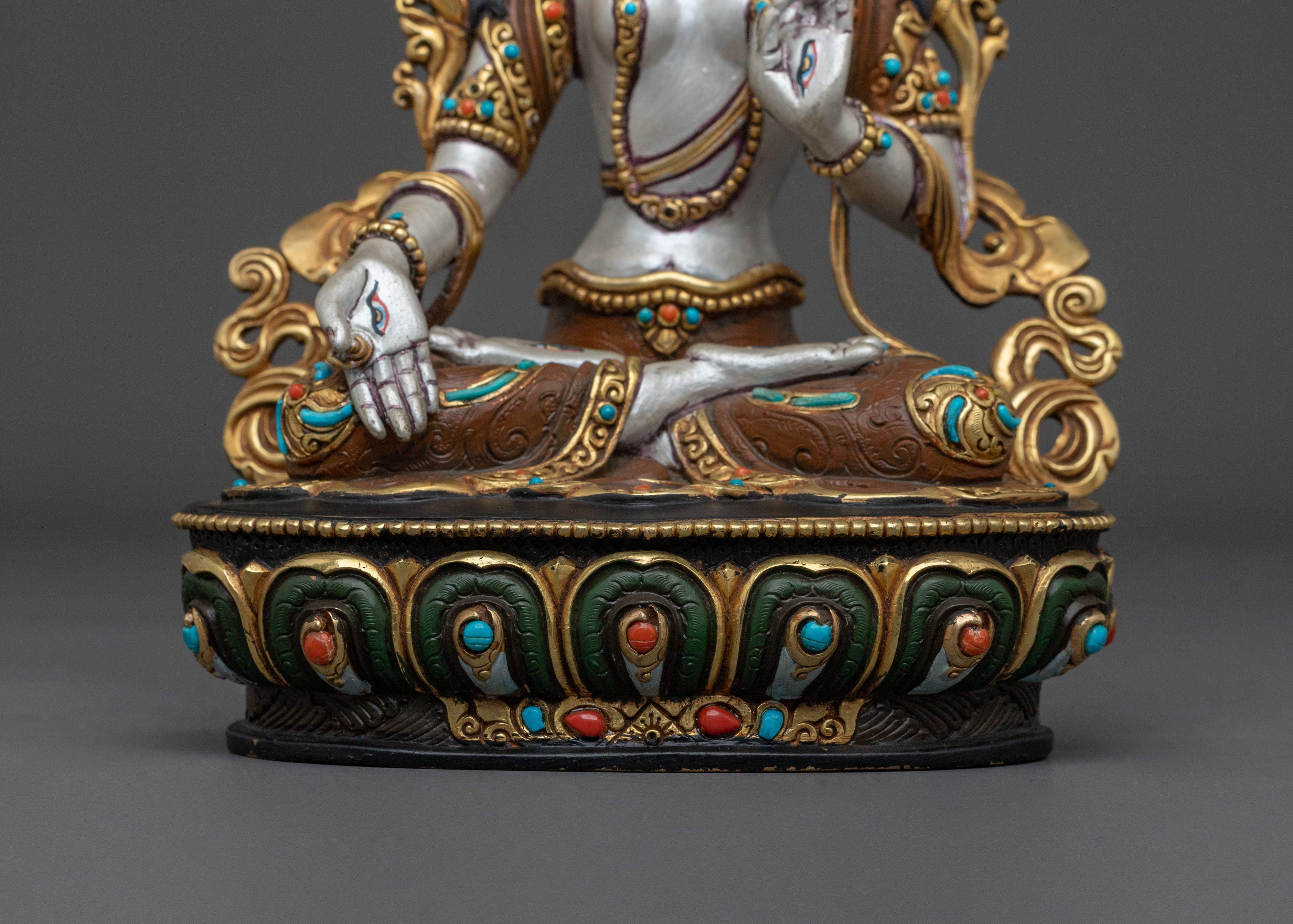 Authentic Tibetan White Tara Sculpture | Home Decor