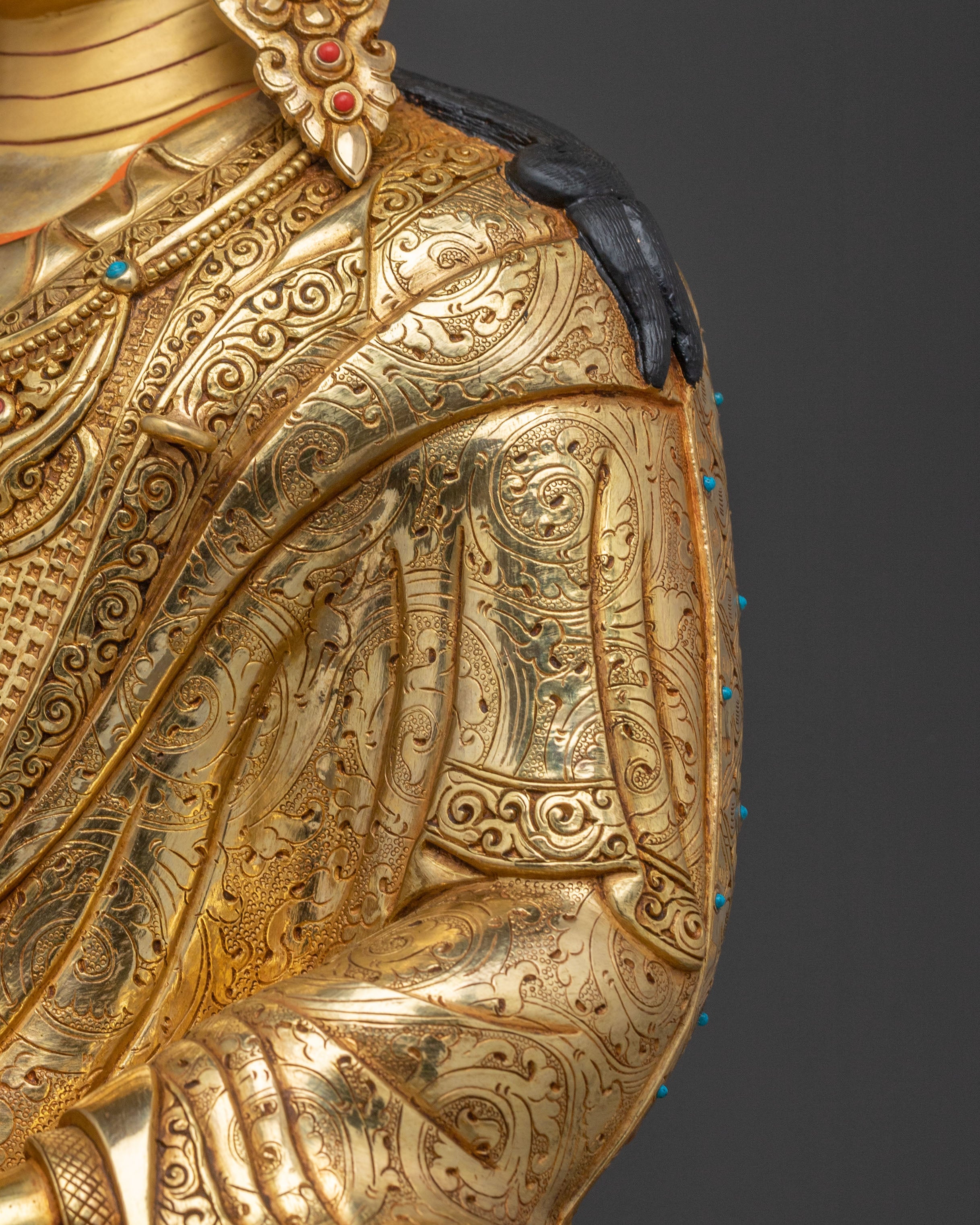 The Lotus Born Guru Rinpoche Spiritual Statue – 24K Gold Gilded Art