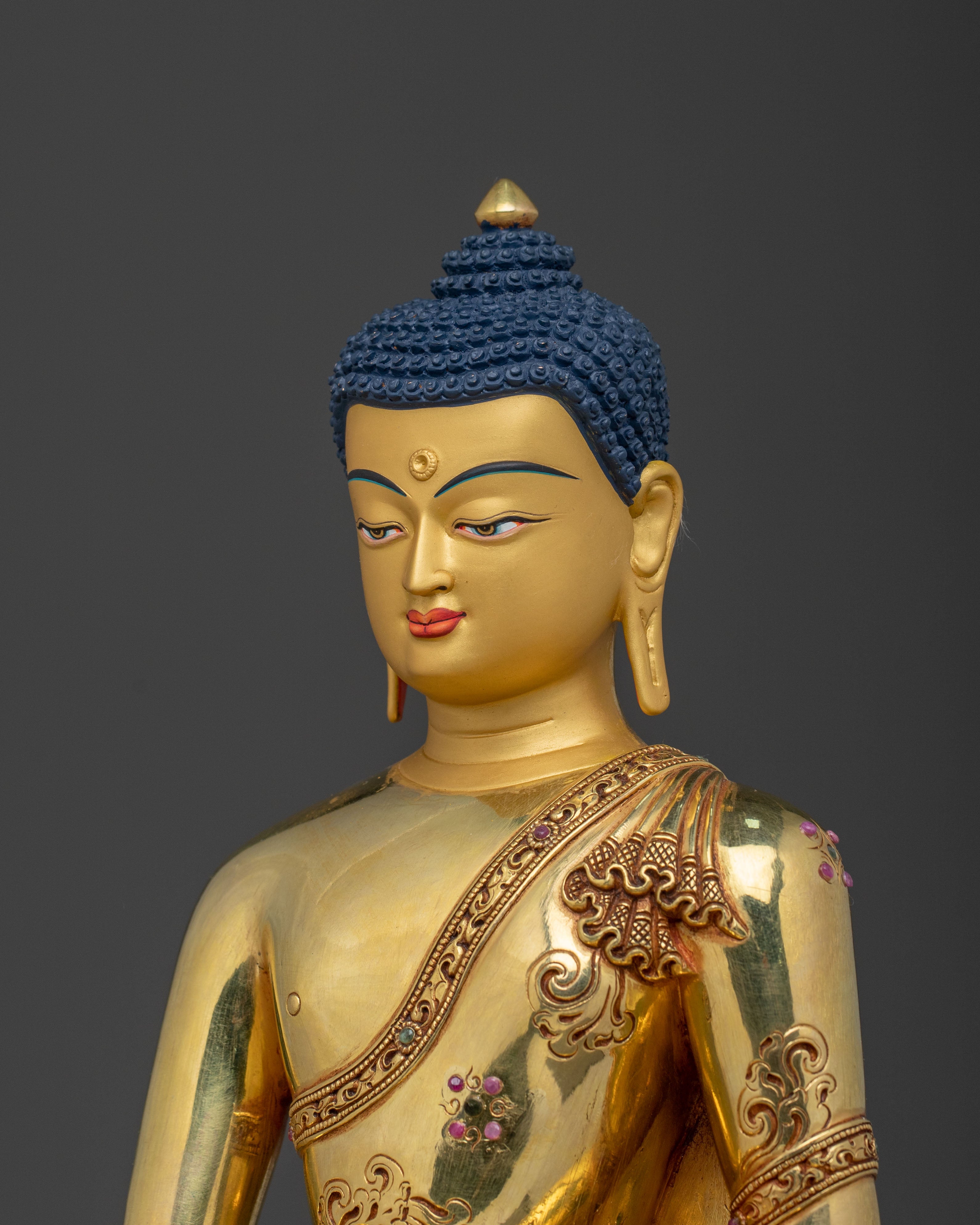 Shakyamuni Buddha: Handcrafted 24K Gold Gilded Statue