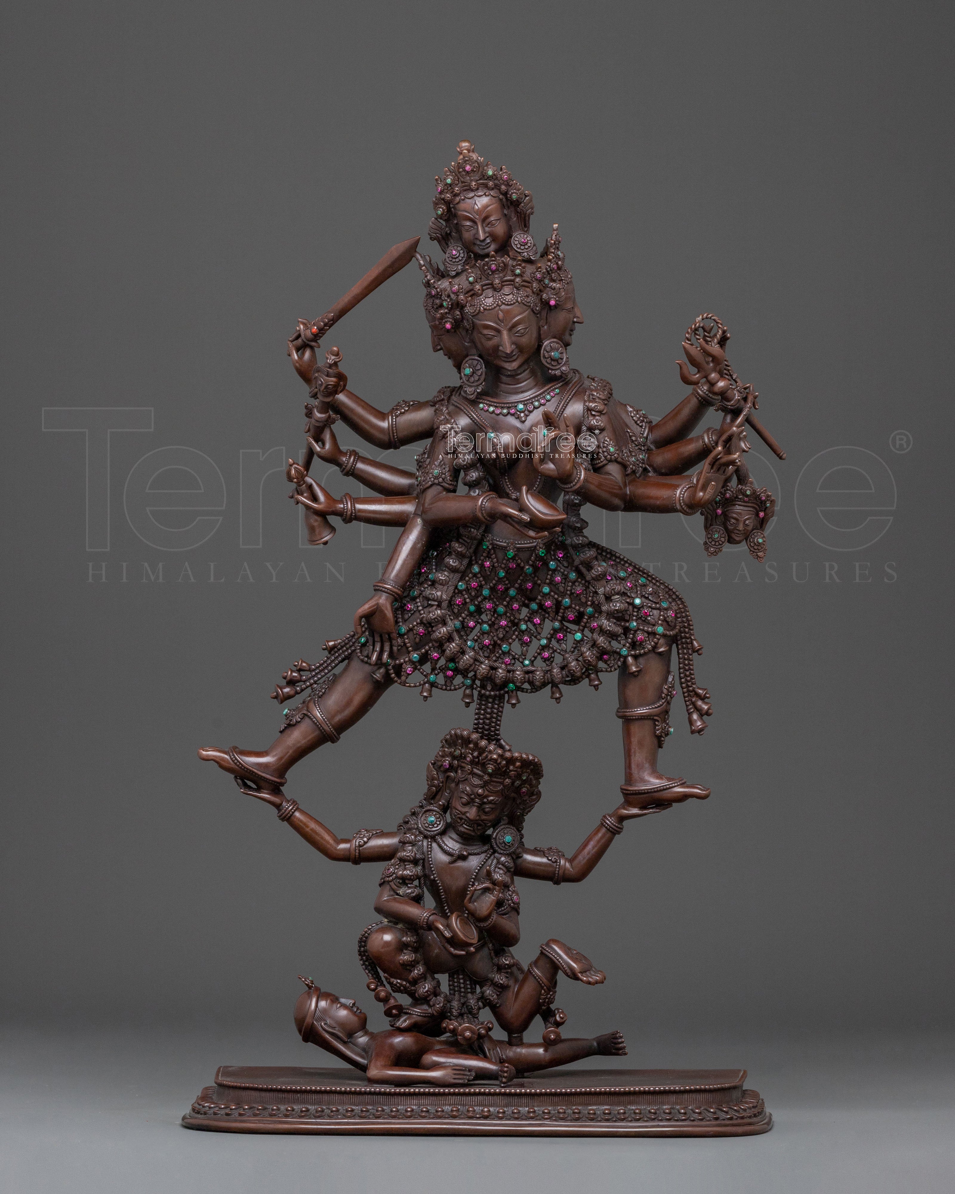 Goddess Siddhi Laxmi Oxidized Copper Statue 