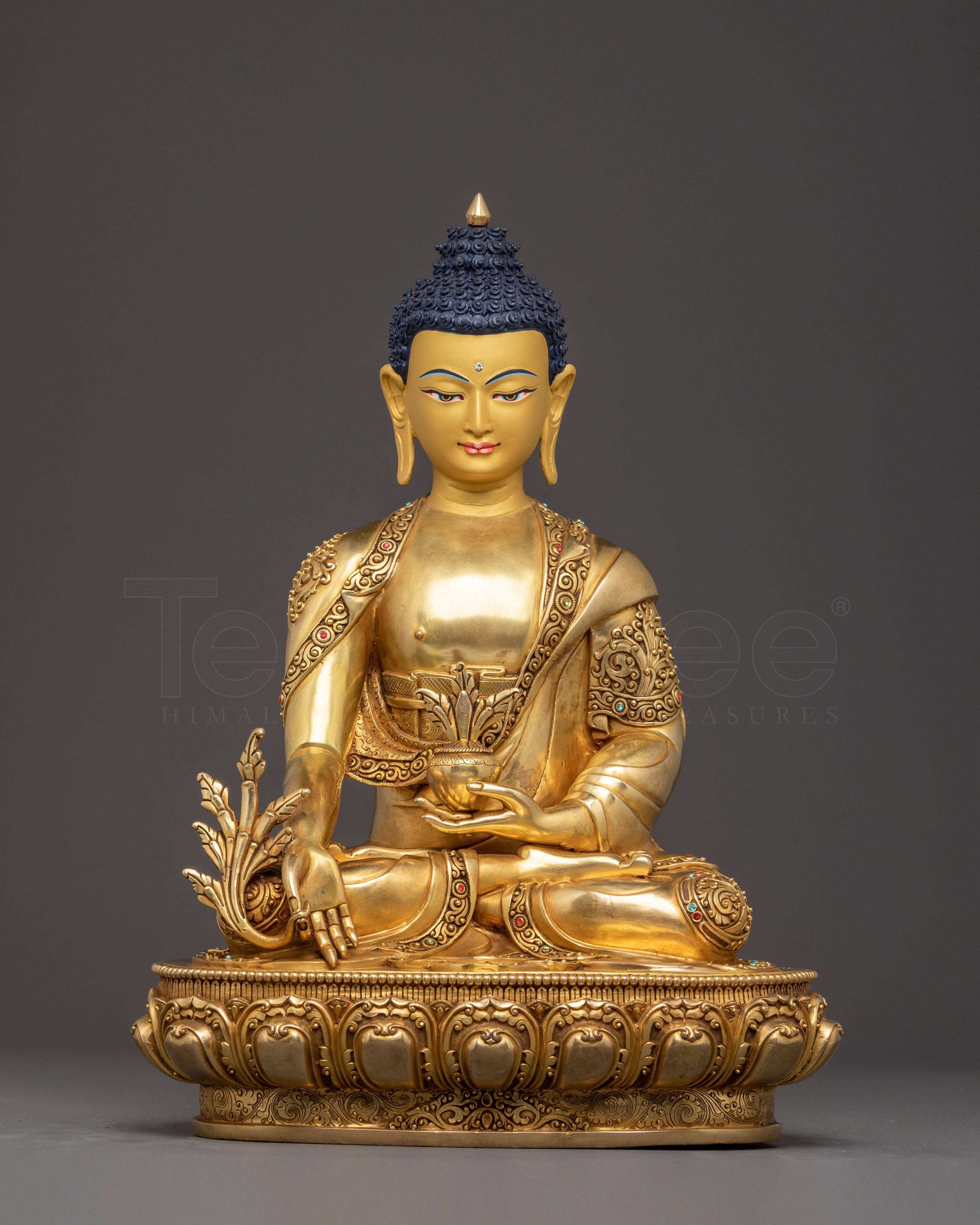 Handmade Medicine Buddha with Healing Power – 24K Gold Gilded