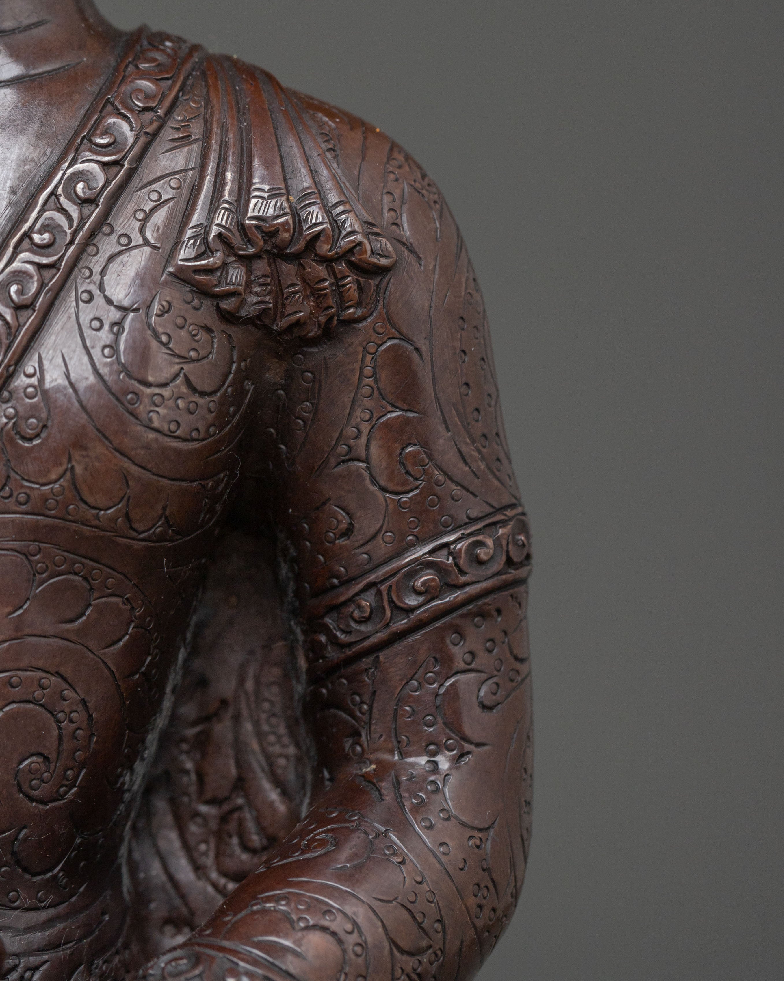 Gautama Buddha Meditation Altar Statue in Oxidized Copper
