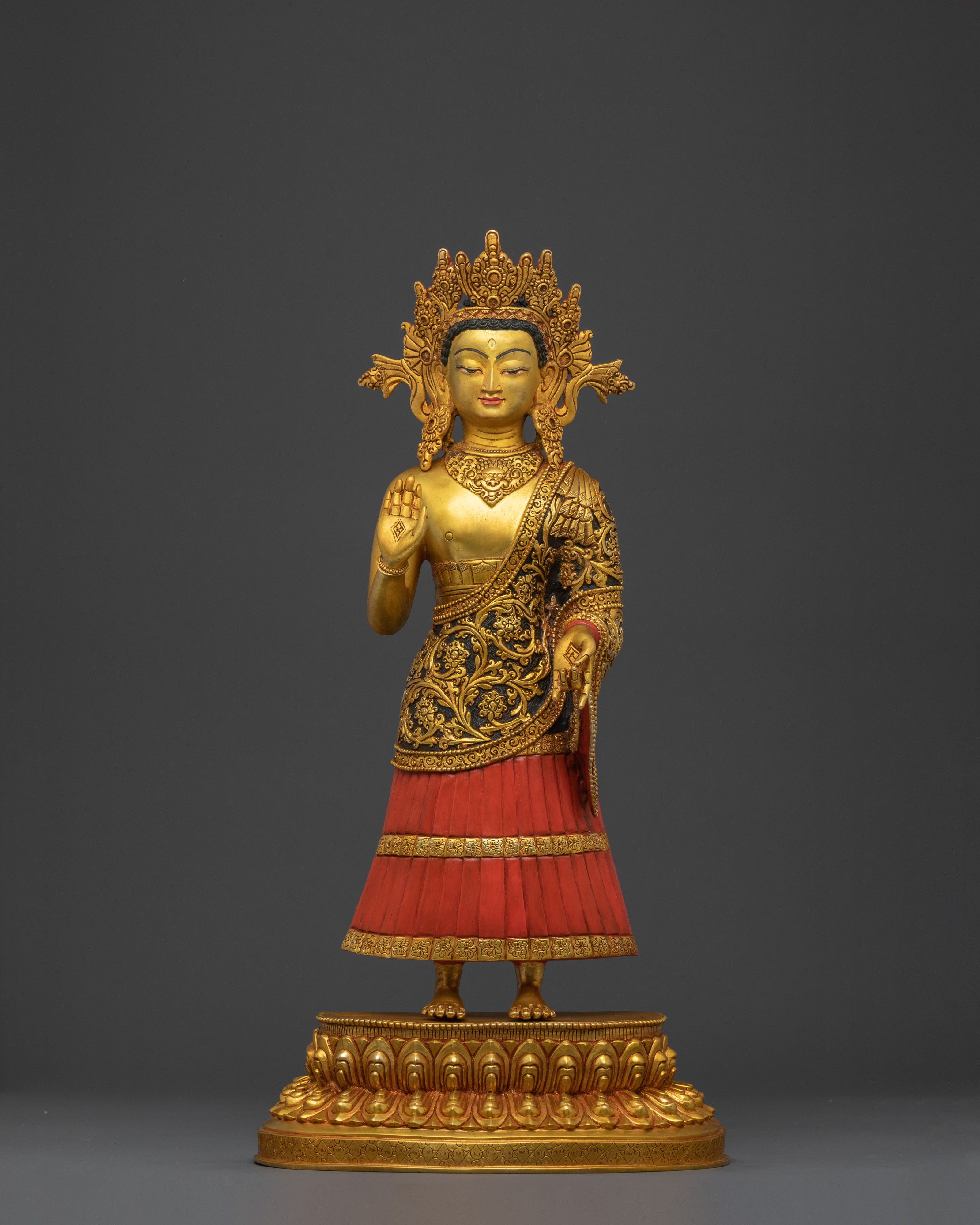 Dipankara Buddha Spiritual Golden Statue: Radiant Grace