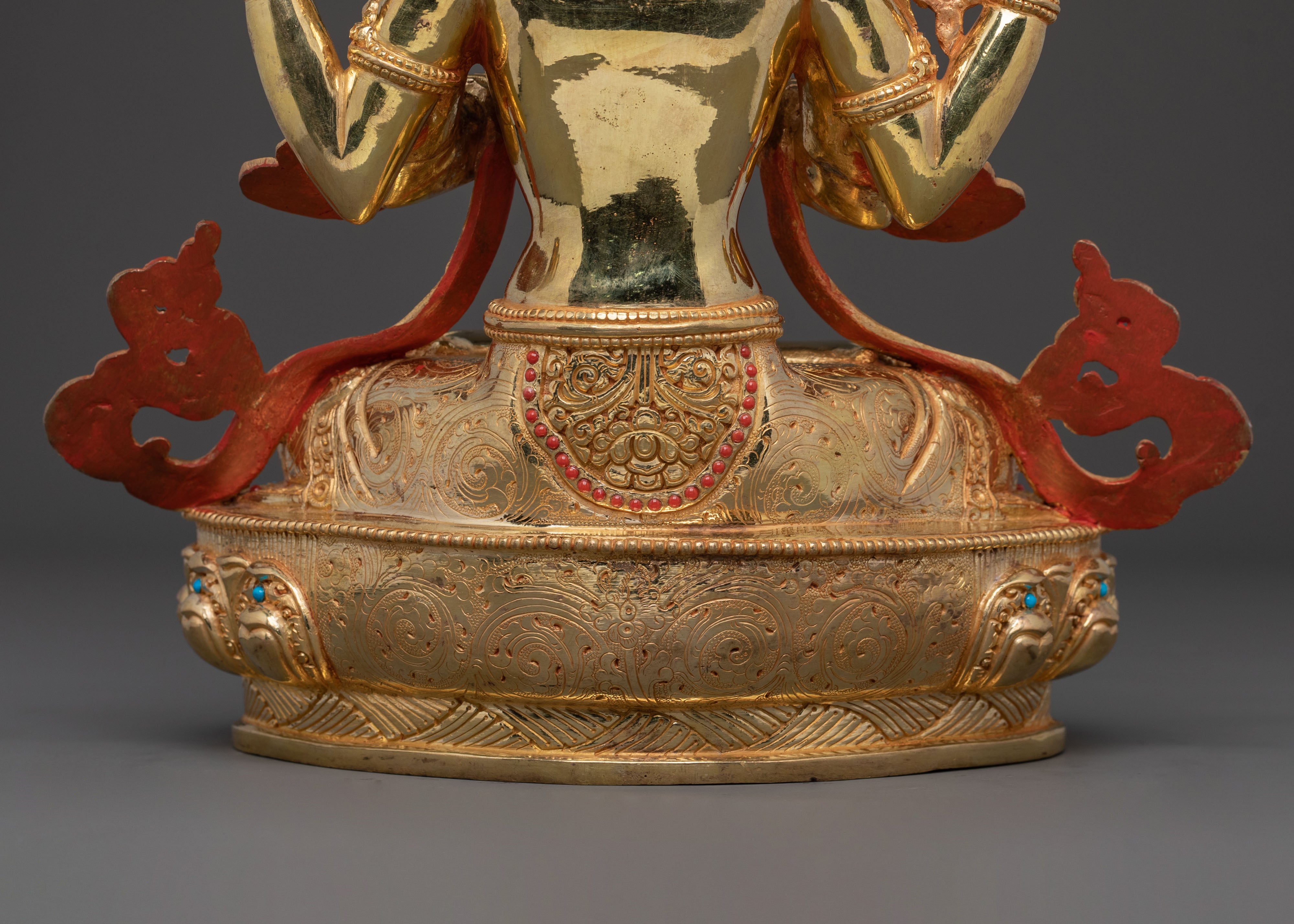 Chenrezig Statue: 24K Gold Gilded Figurine