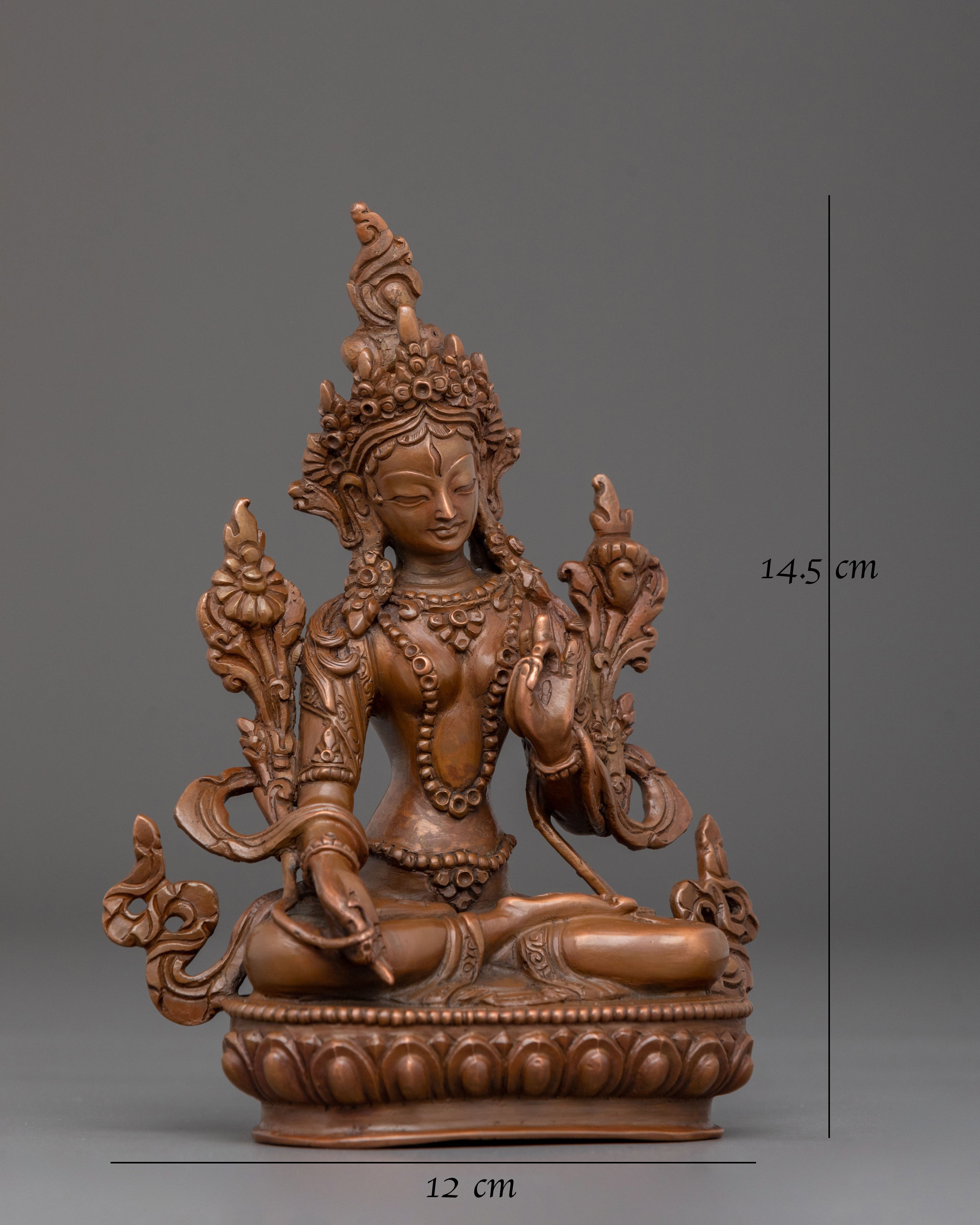 White Tara Statue | Oxidized Copper Serenity