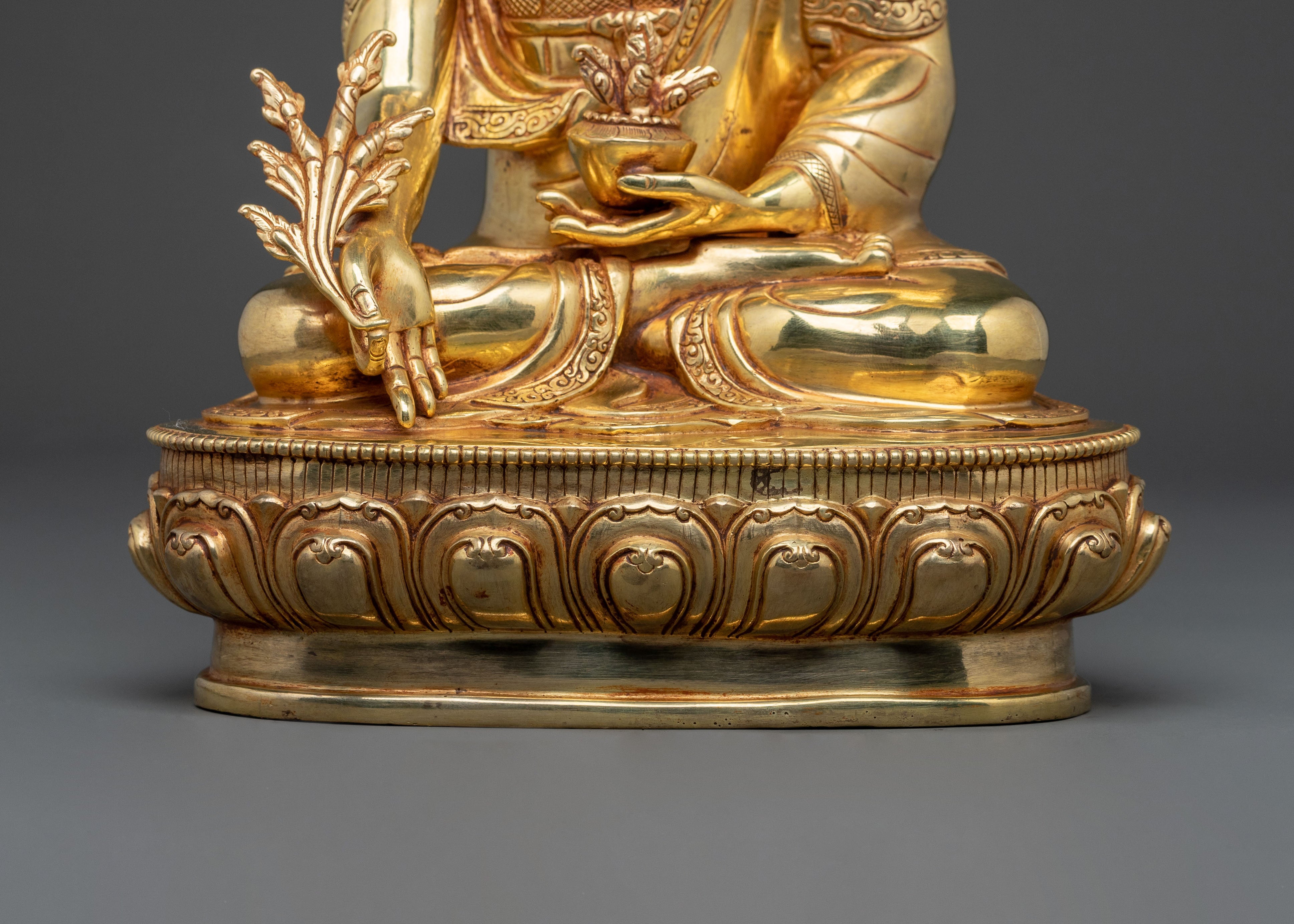 Medicine Buddha Serenity Sculpture | 24K Gold Gilded