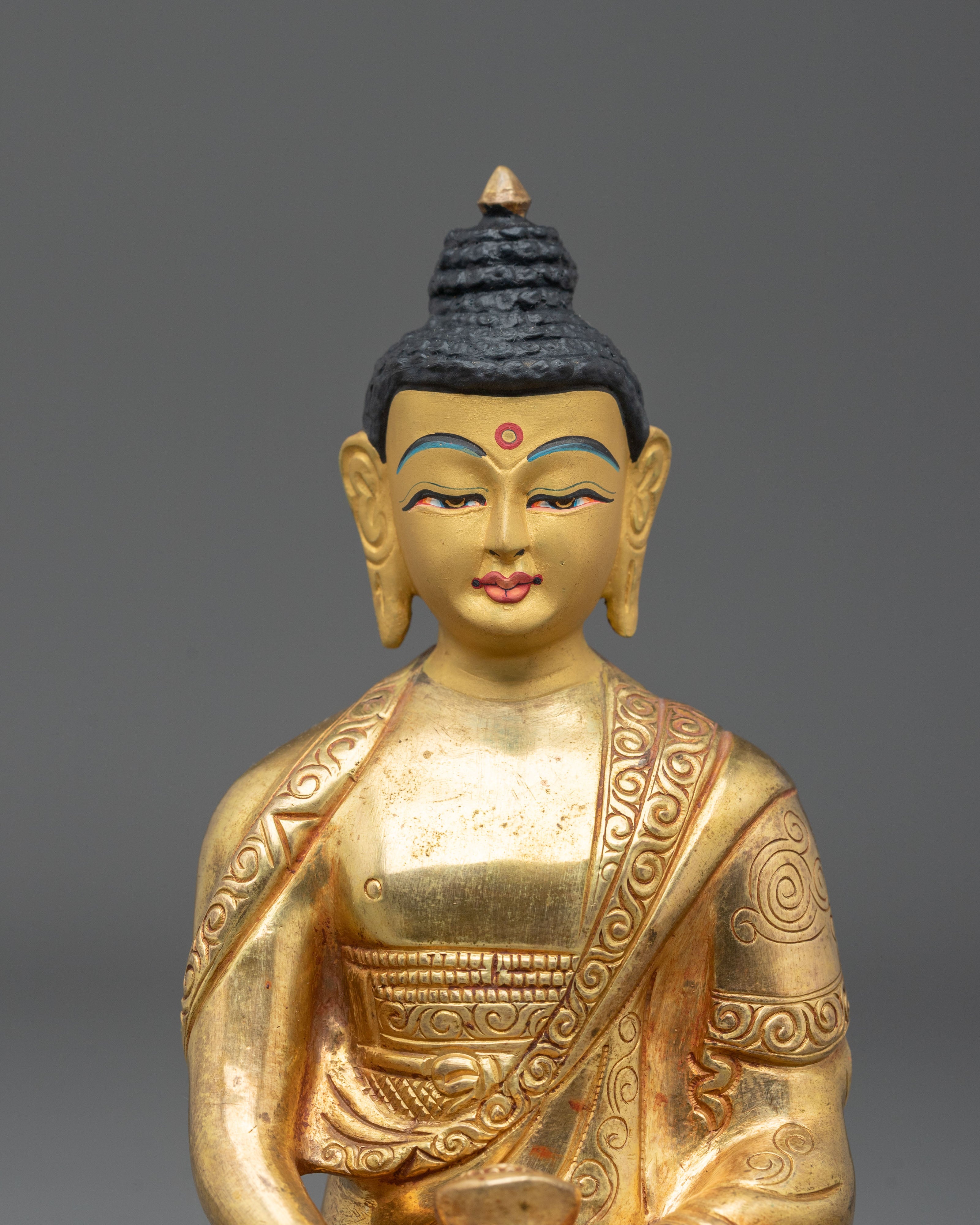 Hand-Carved Amitabha Buddha Statue | Serene & Gold Gilded