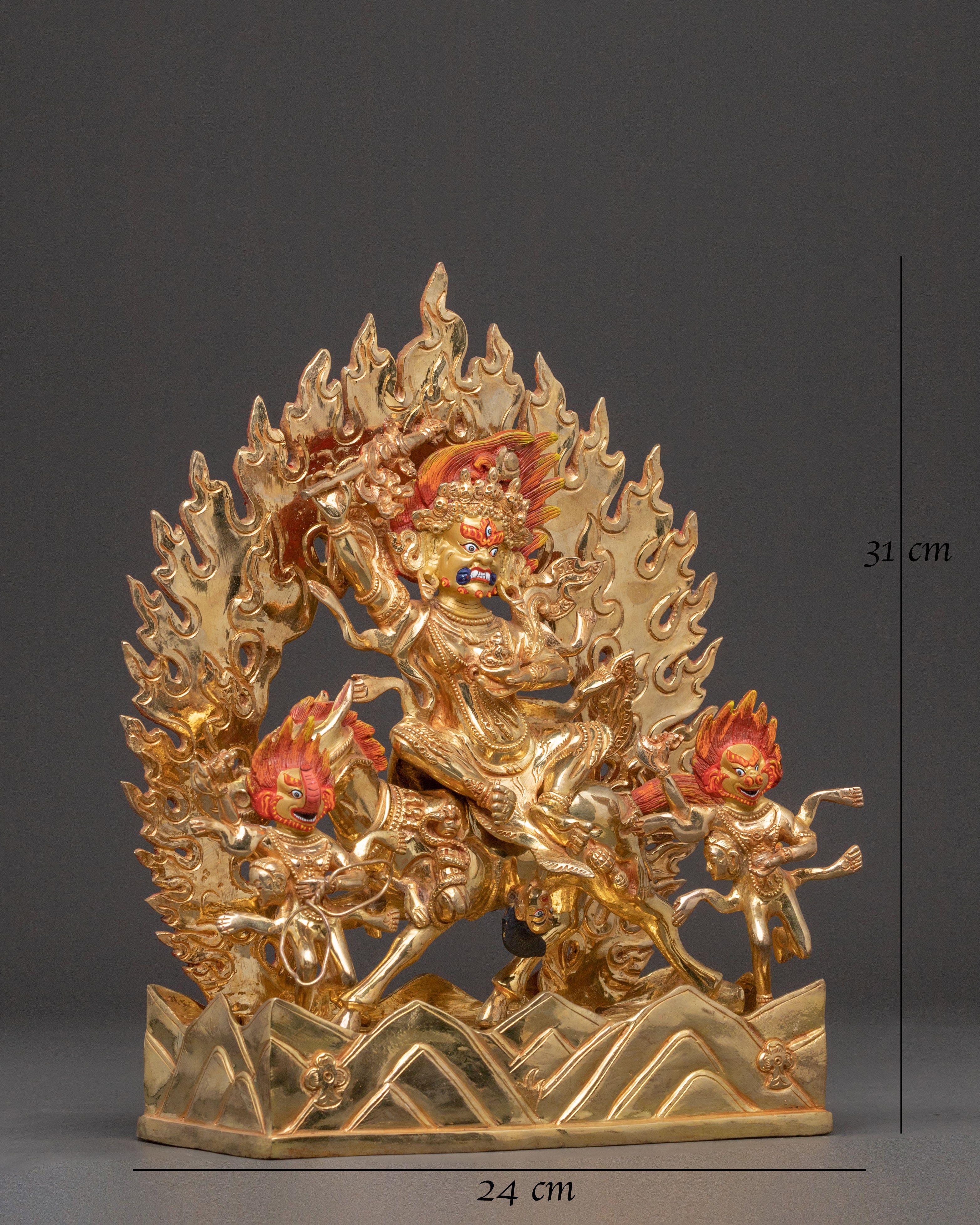 Palden Lhamo Wrathful Statue – Hand-Gilded Copper Art