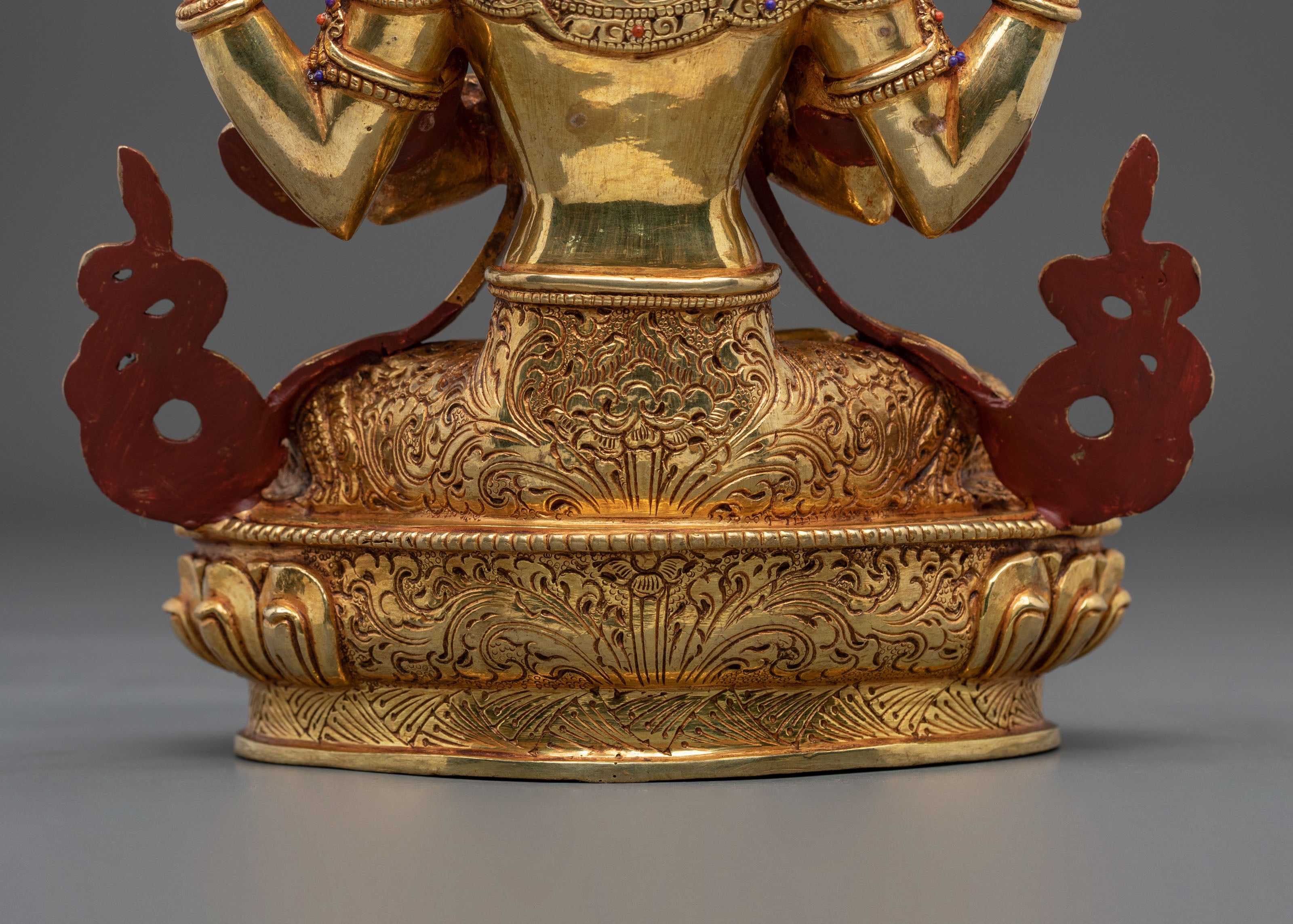 24K Gold-Plated Chenrezig Statue | Exquisite Copper Figurine