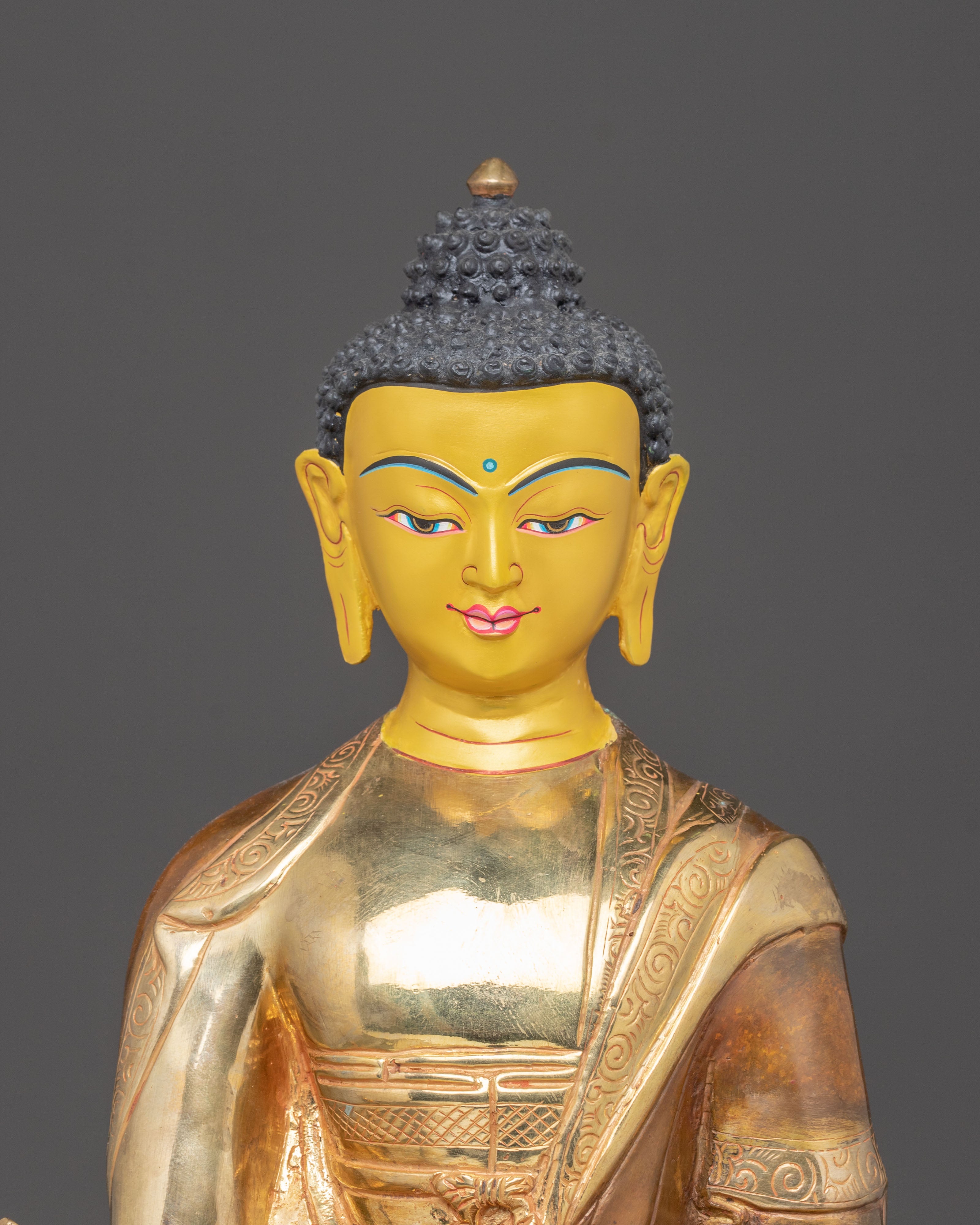 Healing Buddha Handcrafted Statue | Oxidized Copper with Gemstones